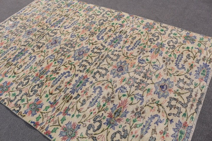 Old Rug, Bedroom Rugs, Salon Rugs, Vintage Rugs, Wool Rugs, Green Kitchen Rug, Turkish Rug, Living Room Rug, 5.7x8.5 ft Large Rug, Cute Rug