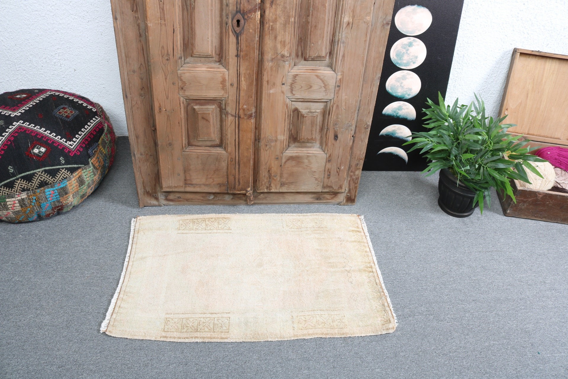 Açıklama Halıları, Giriş Halıları, Türk Halıları, Duvara Asılı Halılar, Bej Oryantal Halı, Boho Halı, Lüks Halı, 1,7x2,9 ft Küçük Halılar, Vintage Halılar