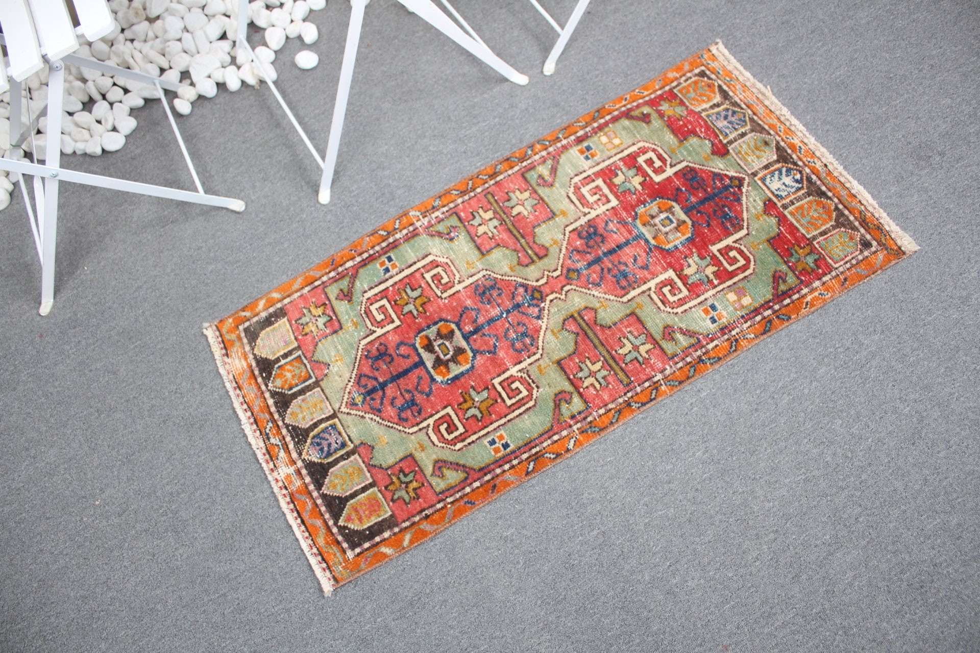 Vintage Rug, Door Mat Rug, Bath Mat Boho Rug, 1.7x3.5 ft Small Rugs, Red Oriental Rugs, Turkish Rug, Oushak Rug, Wool Rug, Wall Hanging Rug