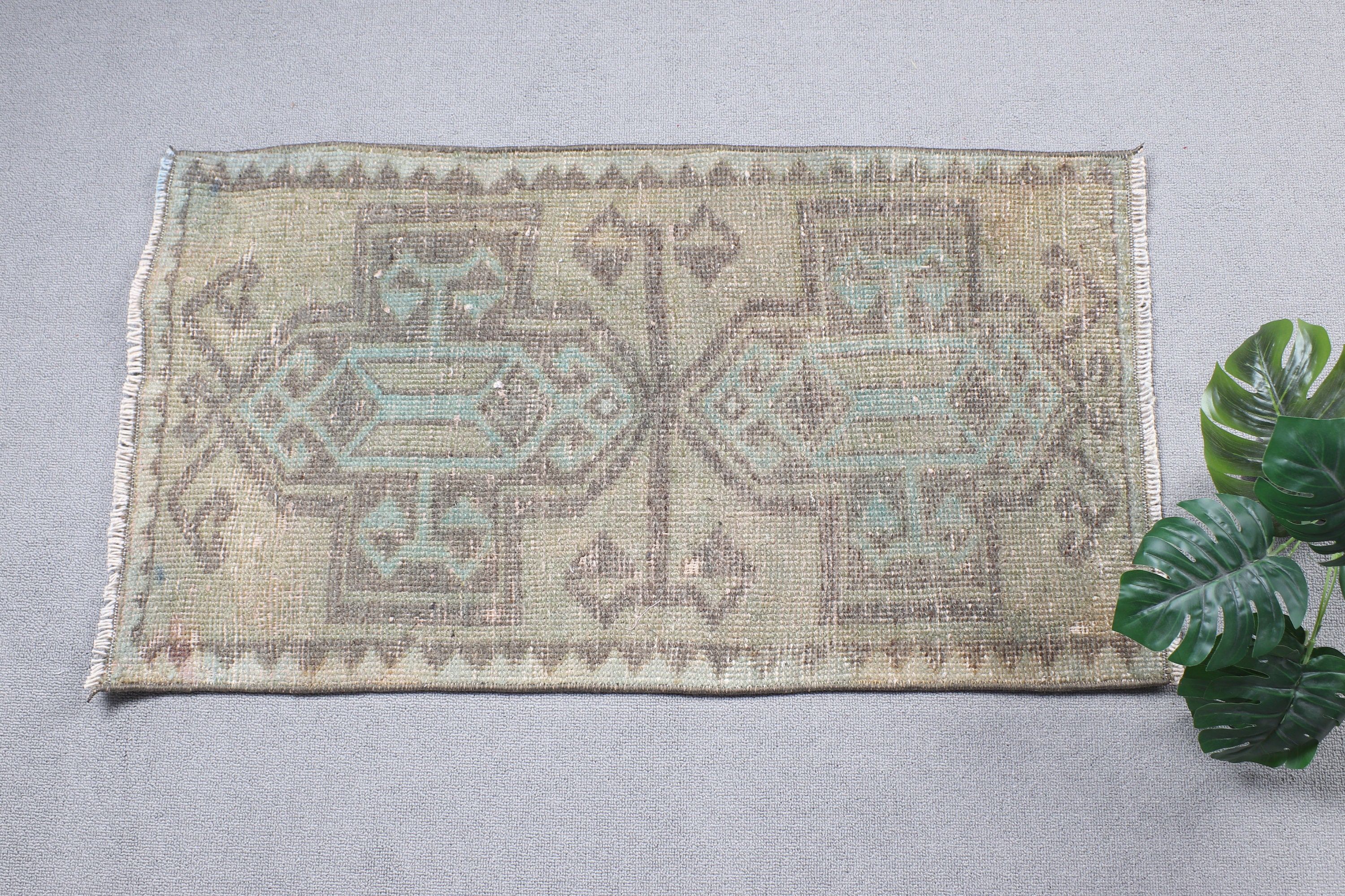 Turkish Rugs, 1.6x3 ft Small Rugs, Anatolian Rug, Turkey Rug, Door Mat Rug, Antique Rug, Green Anatolian Rug, Kitchen Rug, Vintage Rugs