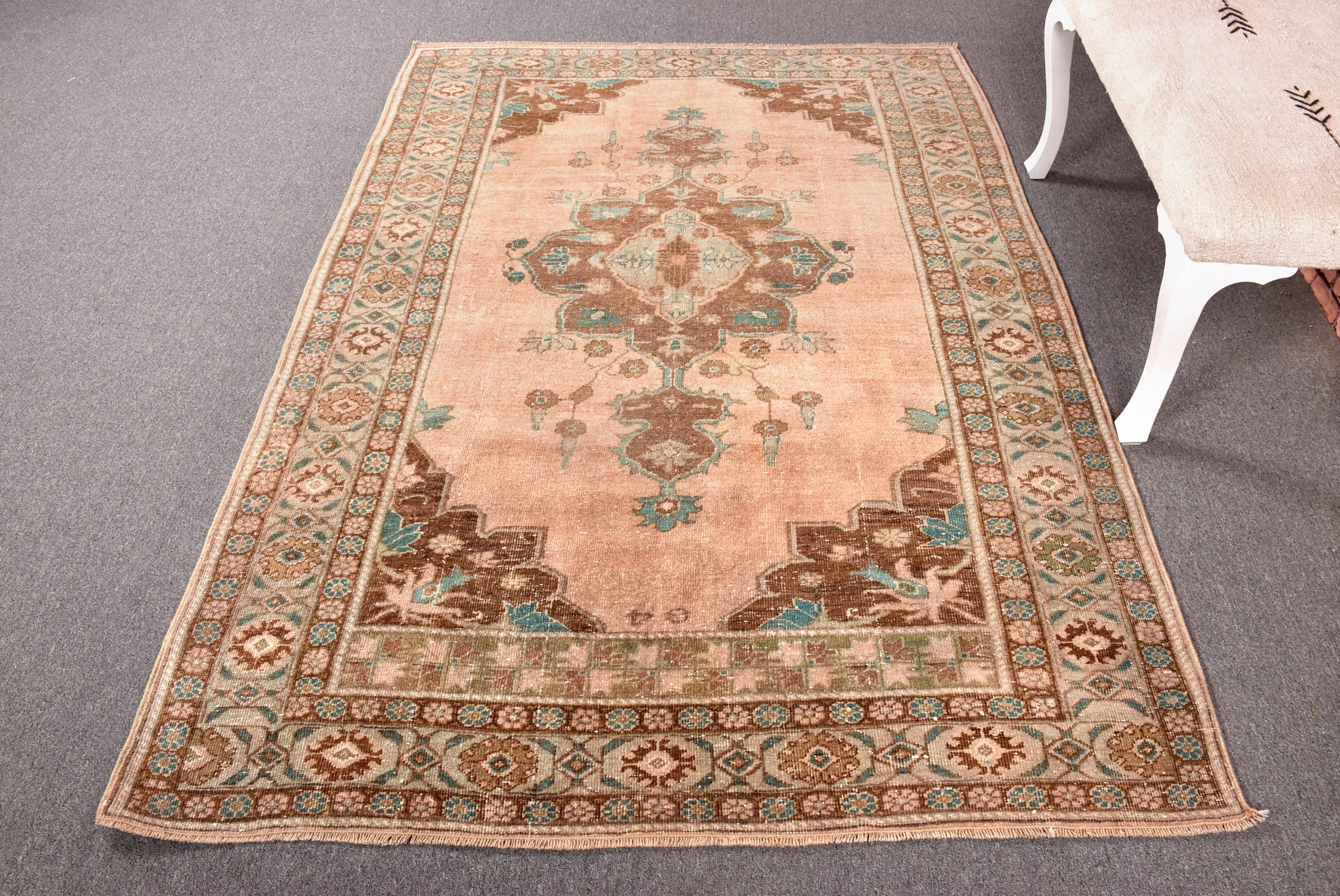 Turkish Rugs, Rugs for Indoor, Living Room Rug, Green Floor Rug, Nursery Rugs, Vintage Rug, Cool Rug, 4.8x6.9 ft Area Rug, Bedroom Rug