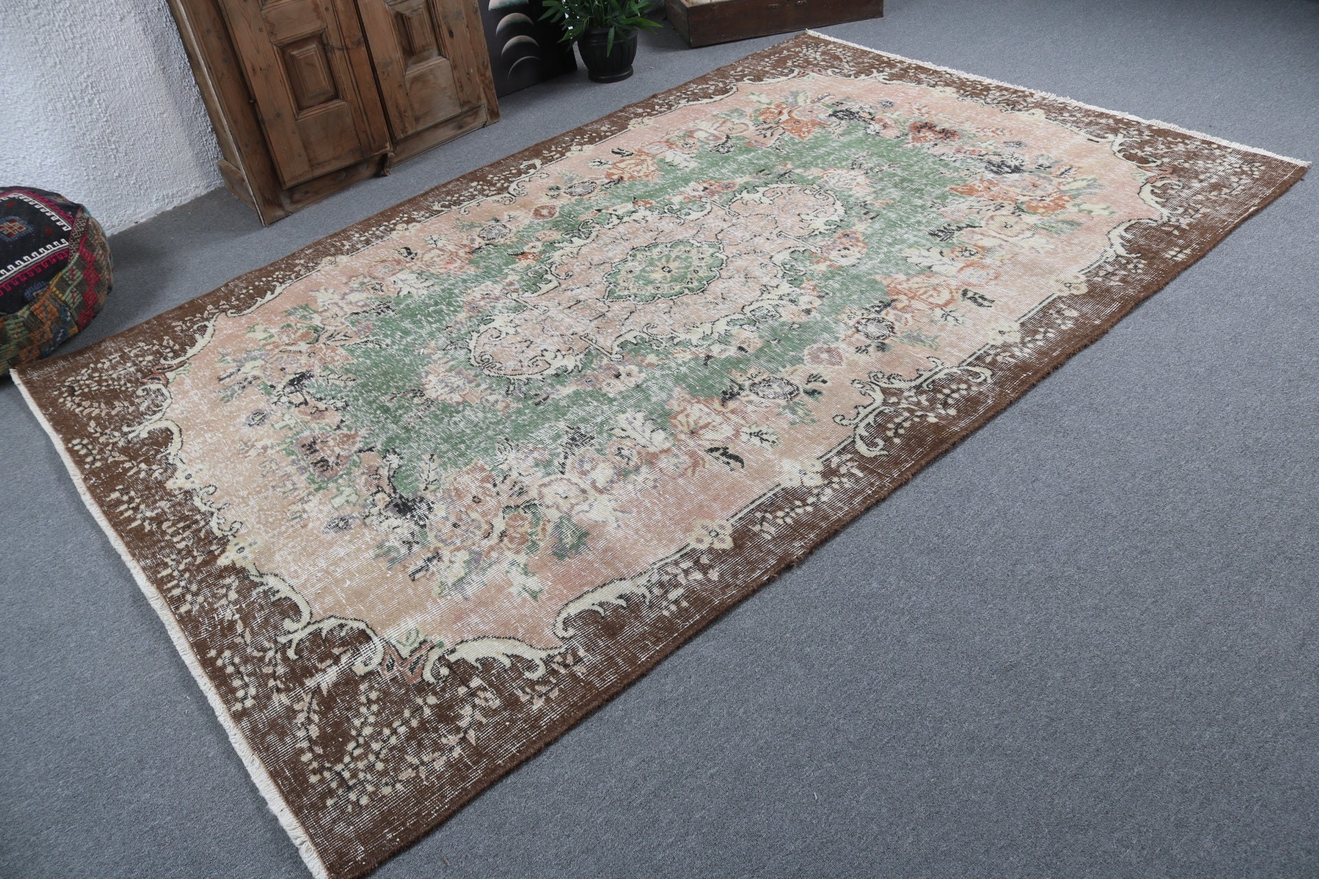 Yatak Odası Halısı, Turuncu Ev Dekor Halısı, Düz Dokuma Halılar, Geometrik Halı, 5.9x9.1 ft Büyük Halı, Türk Halısı, Büyük Boho Halısı, Vintage Halı