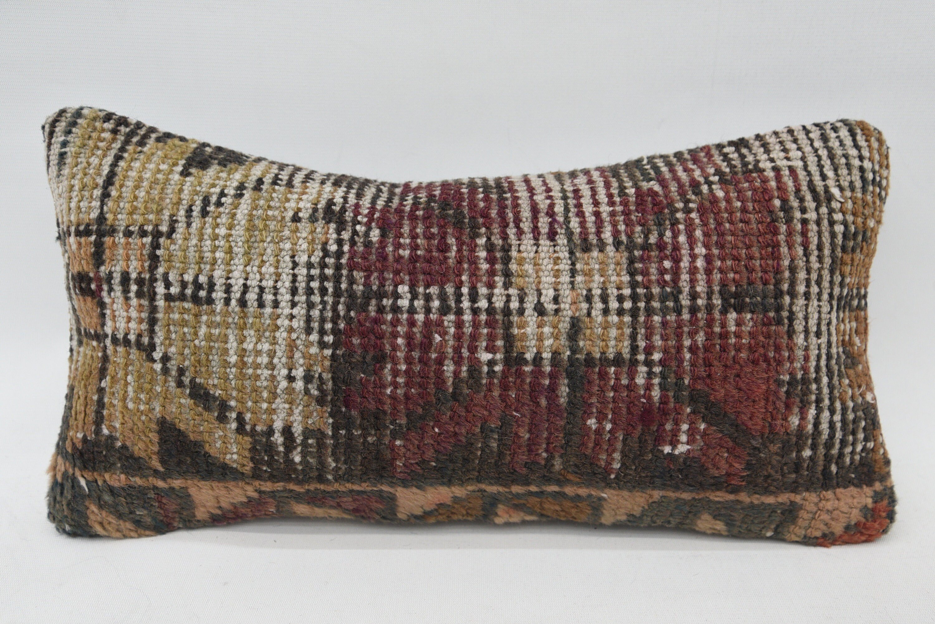 8"x16" Brown Cushion, Home Decor Pillow, Kilim Pillow Cover, Rustic Cushion, Kilim Cushion Sham, Comfy Throw Cushion Cover