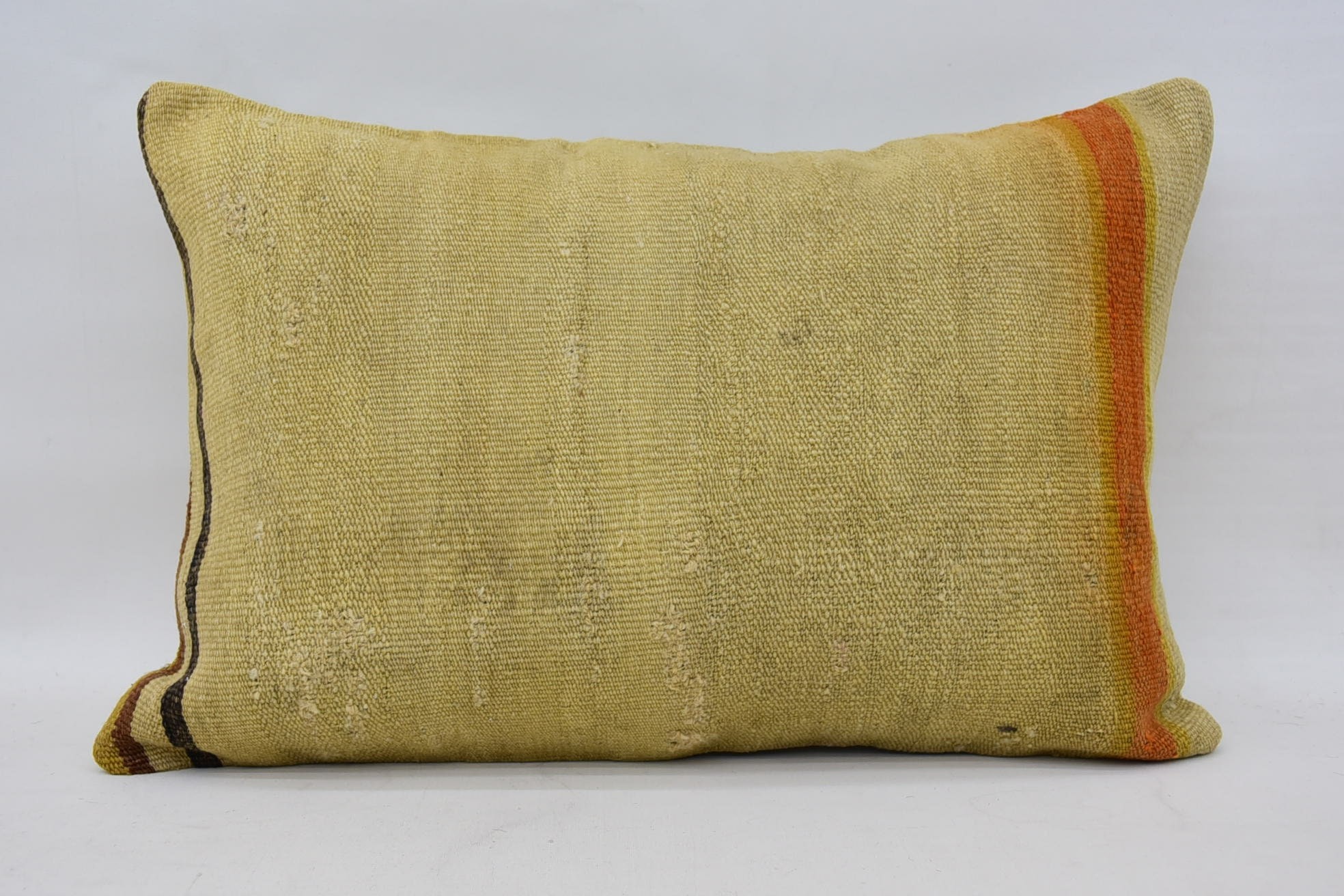 Turkish Kilim Pillow, Vintage Cushion Cover, Ethnical Kilim Rug Pillow, Boho Pillow, 16"x24" Beige Pillow Cover, Meditation Pillow Case
