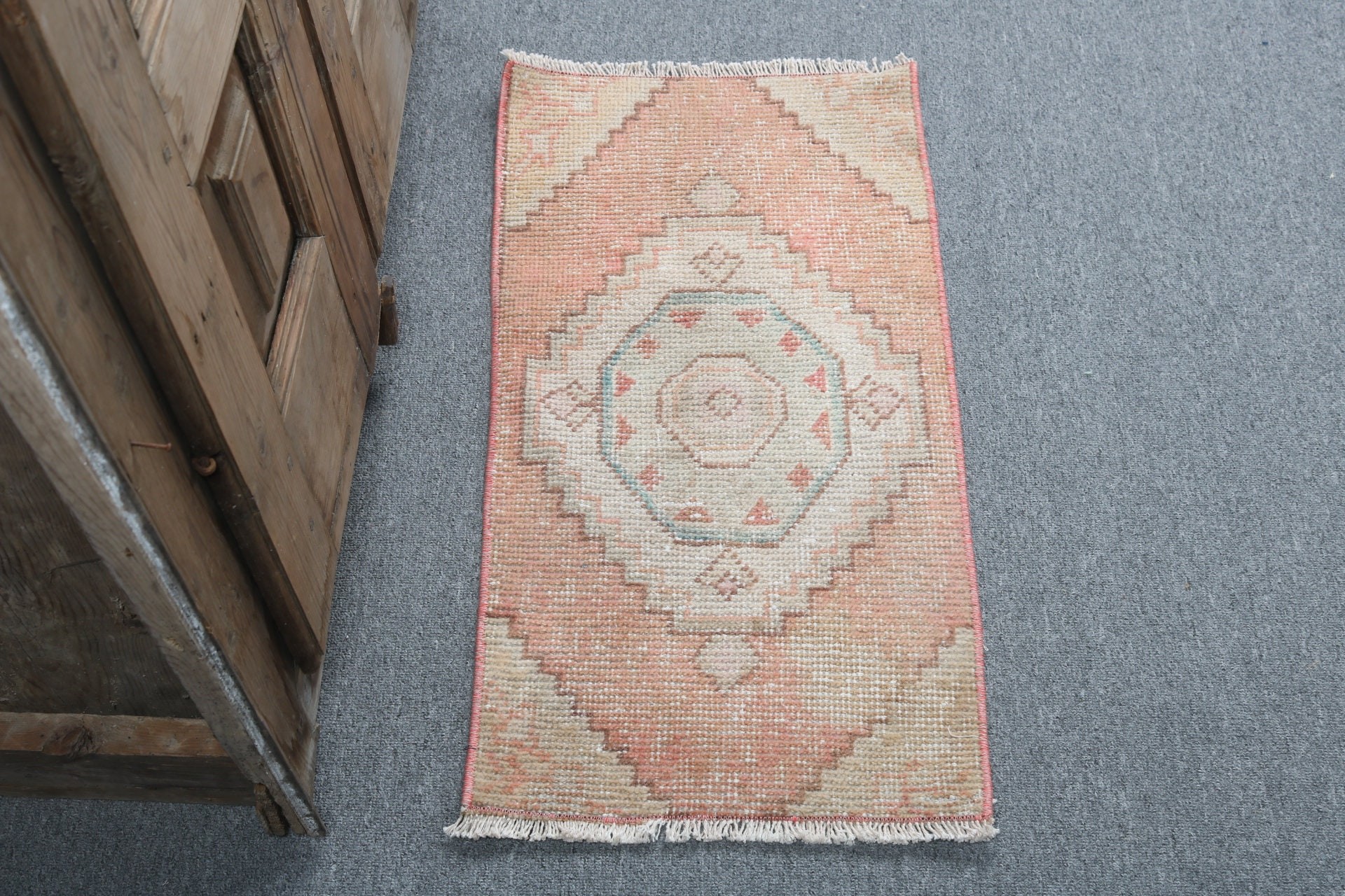 1.2x2.4 ft Küçük Halılar, Küçük Boho Halıları, Yer Halıları, Türk Halısı, Banyo Halısı, Turuncu Fas Halısı, Vintage Halı