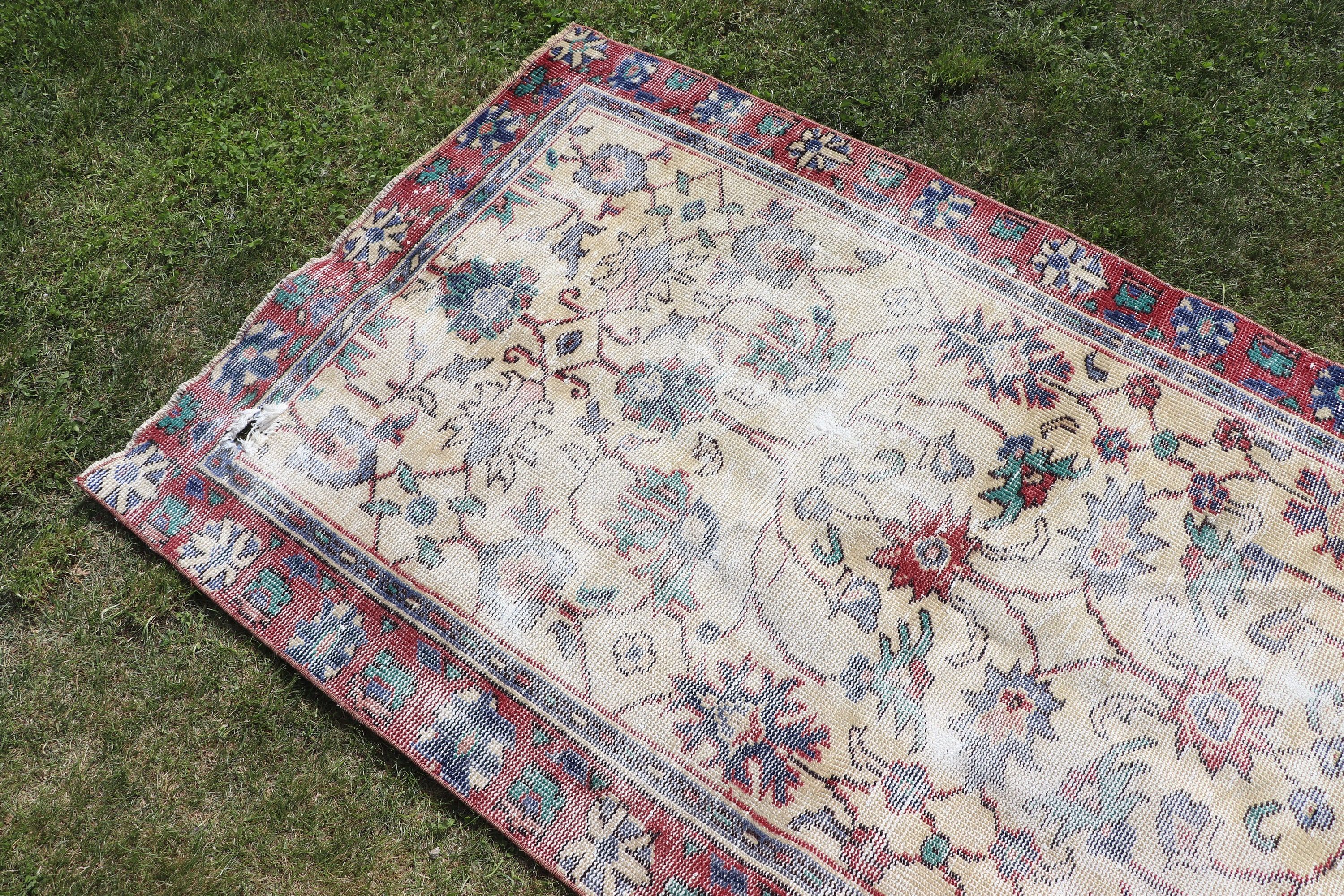 Yer Halıları, Aksan Halıları, 3,3x6,1 ft Aksan Halıları, Kırmızı Ev Dekor Halıları, Türk Halıları, Bohem Halısı, Vintage Halı, Yatak Odası Halısı, Mutfak Halısı