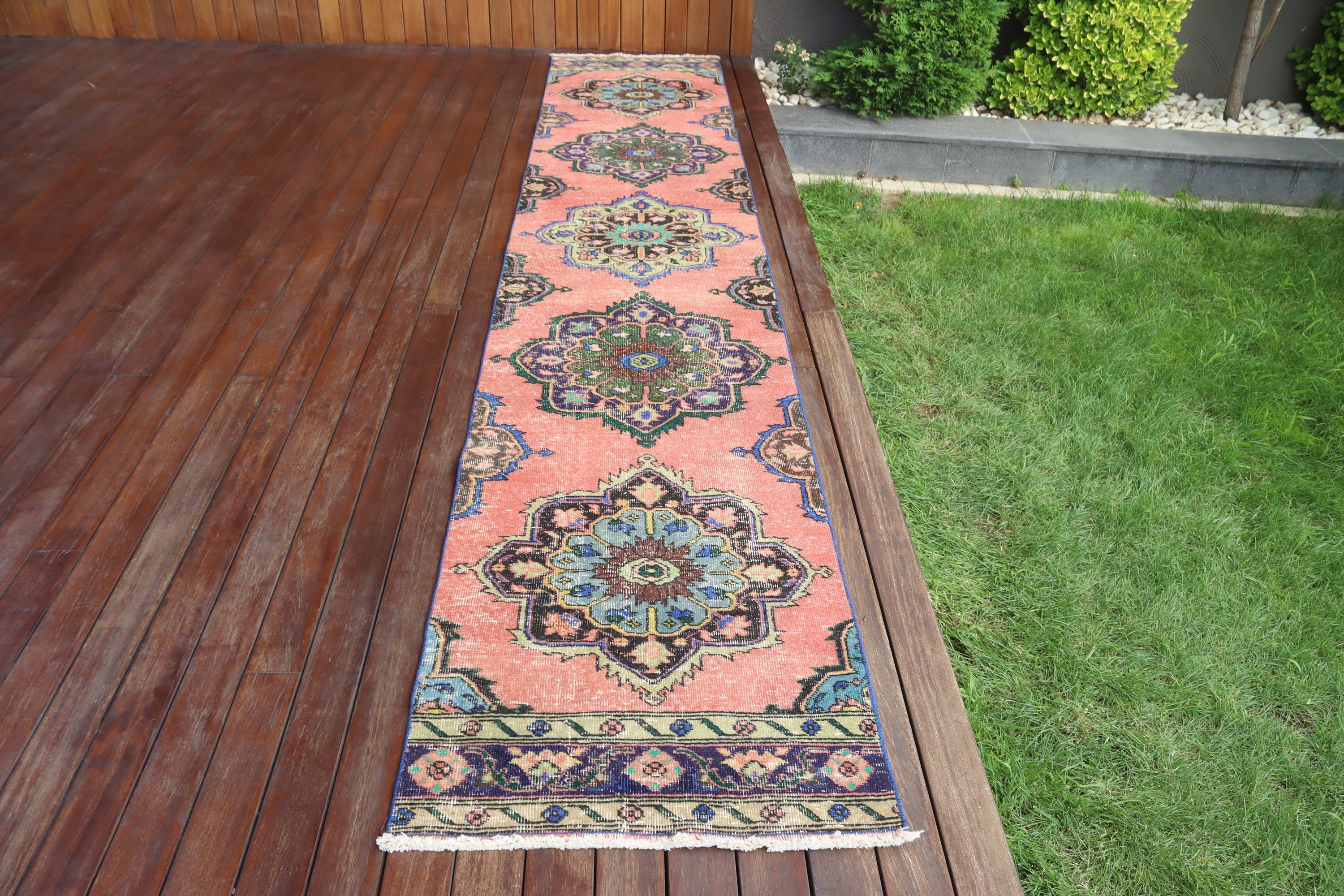 Yer Halısı, 2.3x12.5 ft Yolluk Halıları, Modern Halı, Vintage Halılar, Oryantal Halılar, Kırmızı Geometrik Halılar, Merdiven Halıları, Türk Halıları, Koridor Halıları