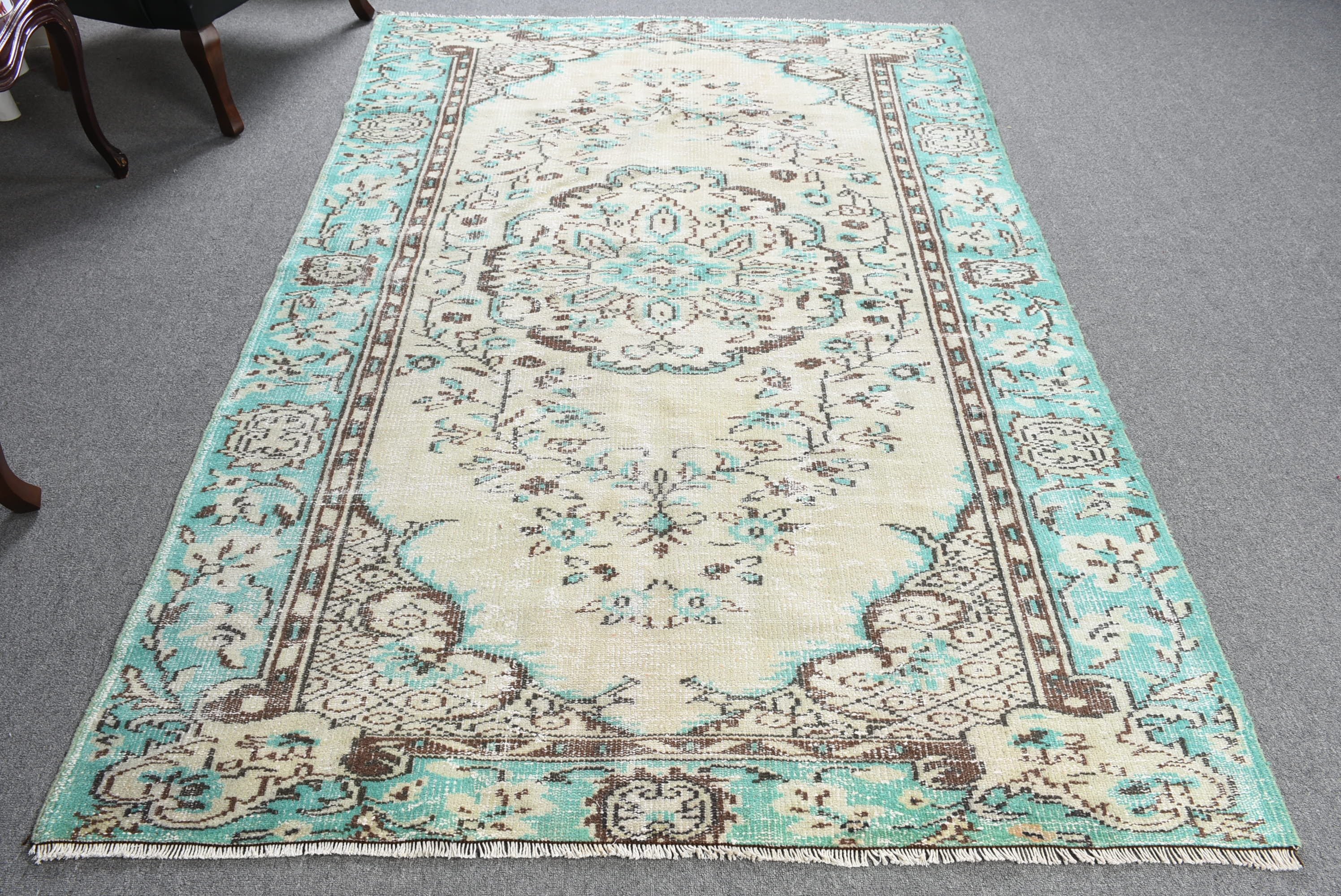 5.2x7.9 ft Large Rugs, Kitchen Rugs, Boho Rug, Floor Rug, Turkish Rugs, Bedroom Rug, Vintage Rug, Green Home Decor Rugs, Living Room Rugs