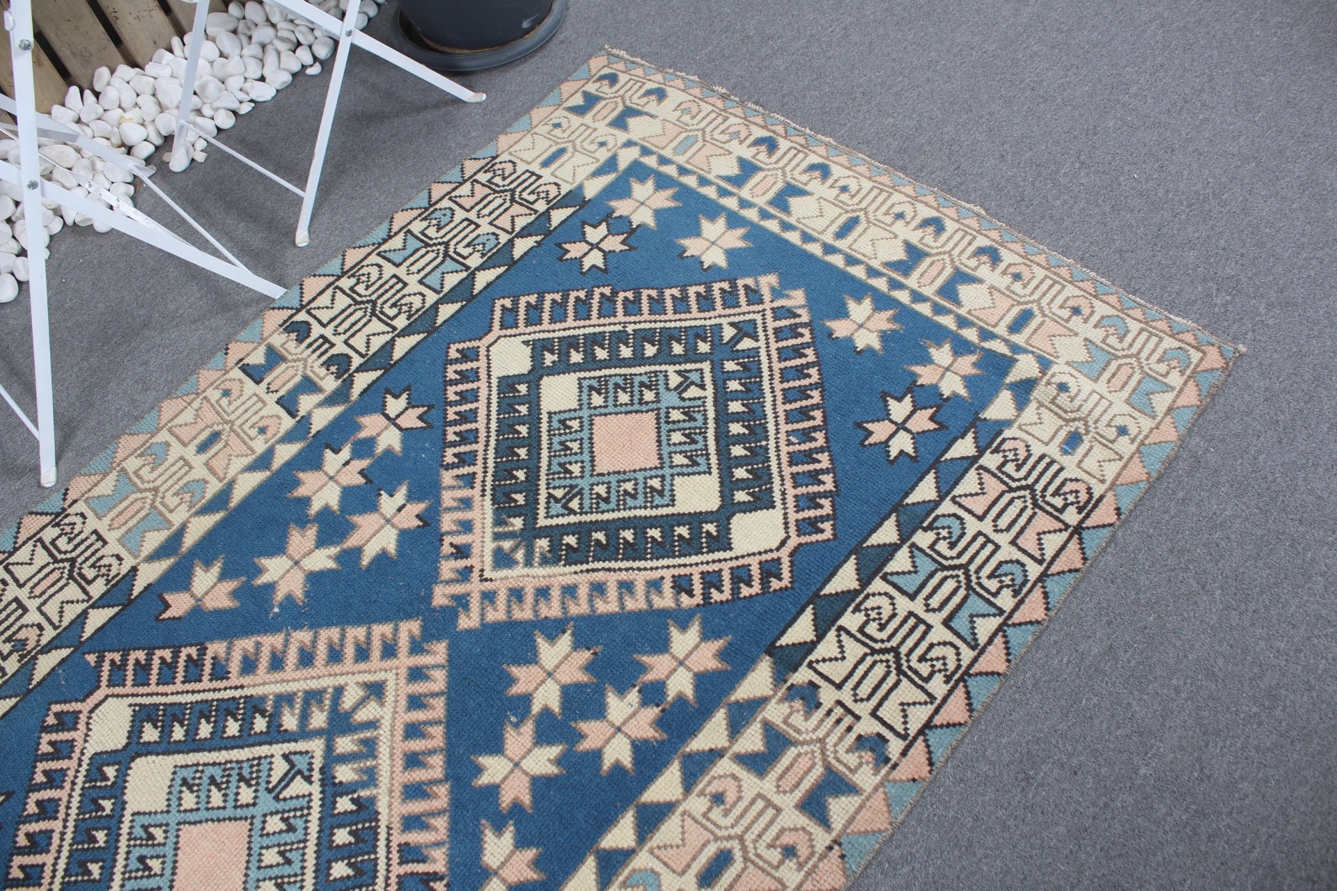 Antique Rugs, Vintage Rugs, Nursery Rug, Aztec Rug, Blue Floor Rug, Home Decor Rugs, 3.7x6.4 ft Accent Rugs, Turkish Rug, Kitchen Rug