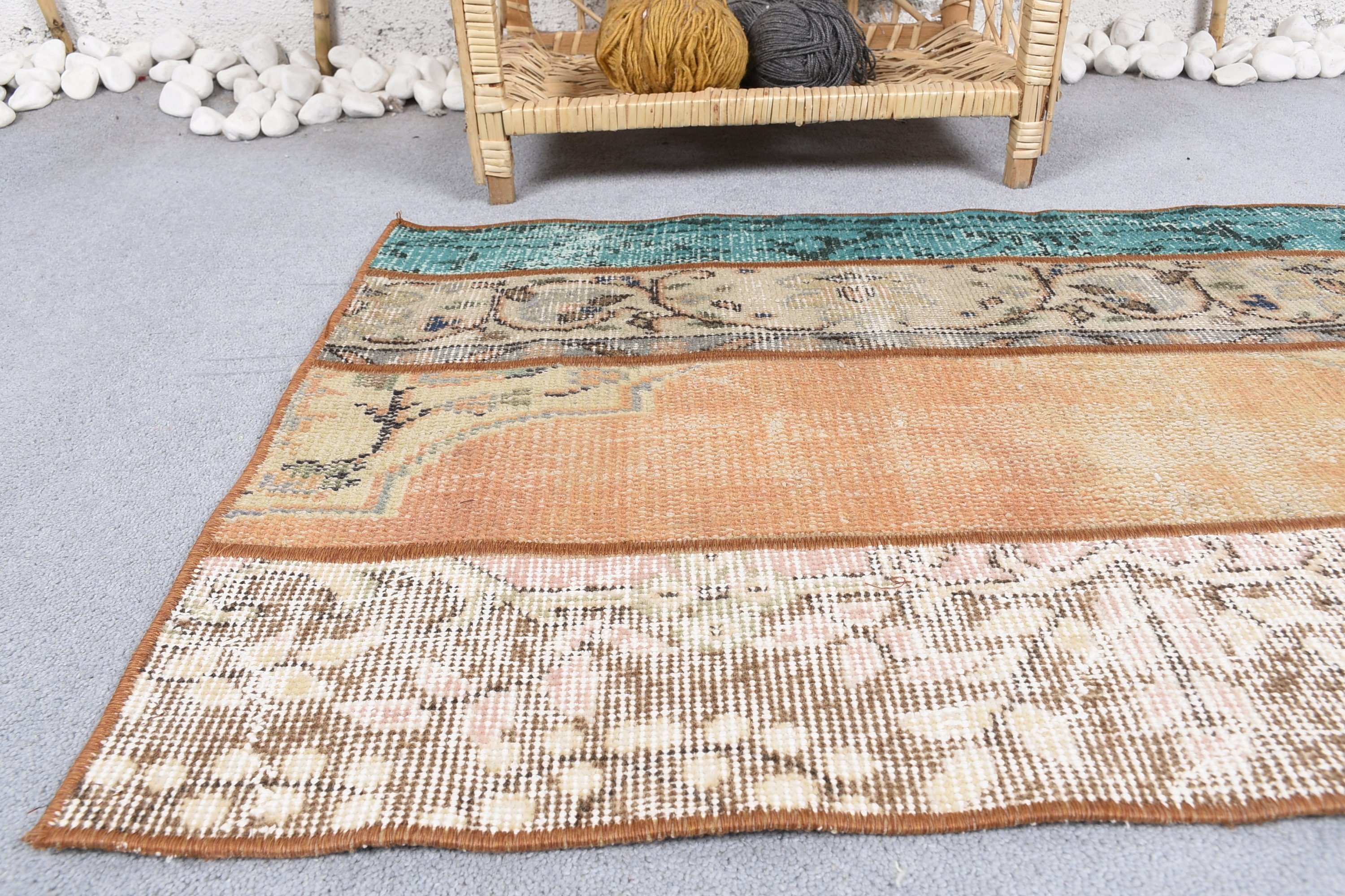 Rugs for Bath, Turkish Rug, 2x3 ft Small Rug, Oushak Rug, Bedroom Rug, Car Mat Rugs, Wall Hanging Rug, Vintage Rugs, Orange Bedroom Rug