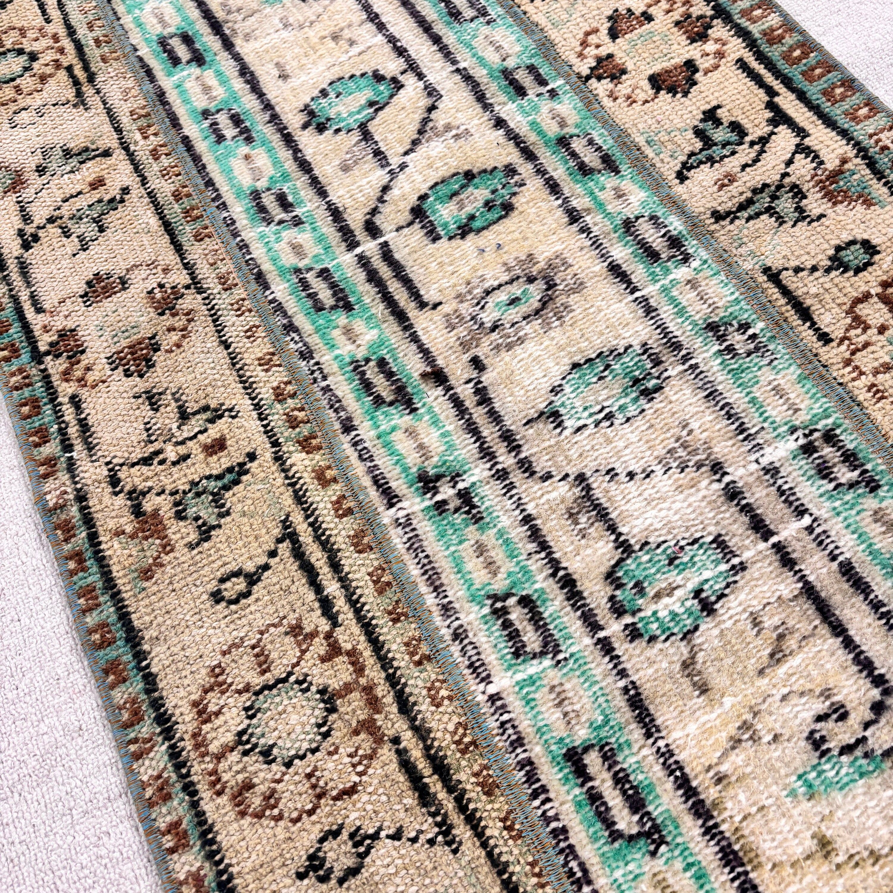 Boho Halı, Yeşil Nötr Halı, Türk Halıları, Banyo Halısı, Mutfak Halısı, Vintage Halılar, Banyo Paspası Boho Halısı, Küçük Boho Halısı, 2x3,4 ft Küçük Halılar