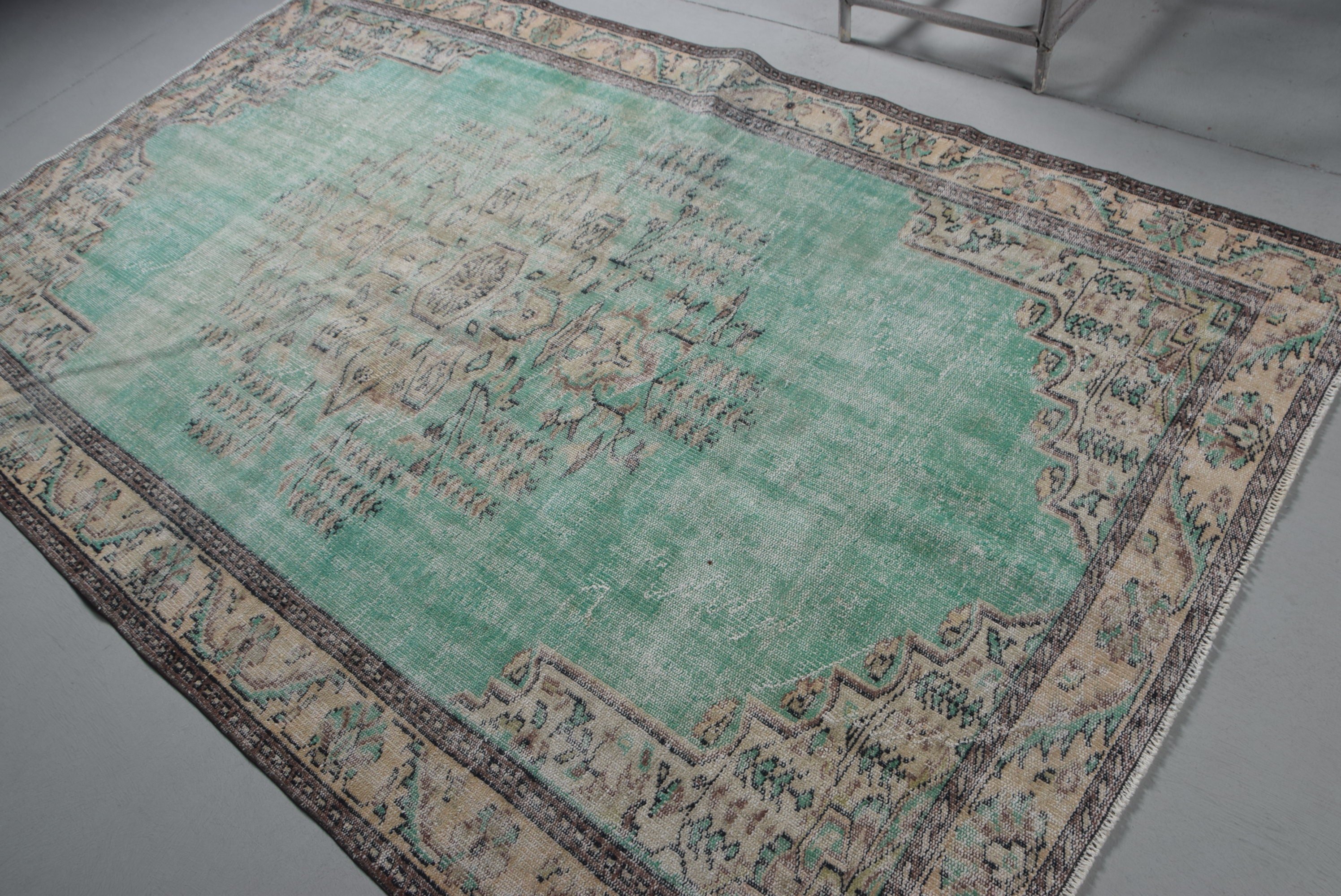Living Room Rug, Oushak Rugs, Bedroom Rugs, 5.7x9.1 ft Large Rugs, Turkish Rugs, Green Oushak Rug, Art Rug, Rugs for Salon, Vintage Rug