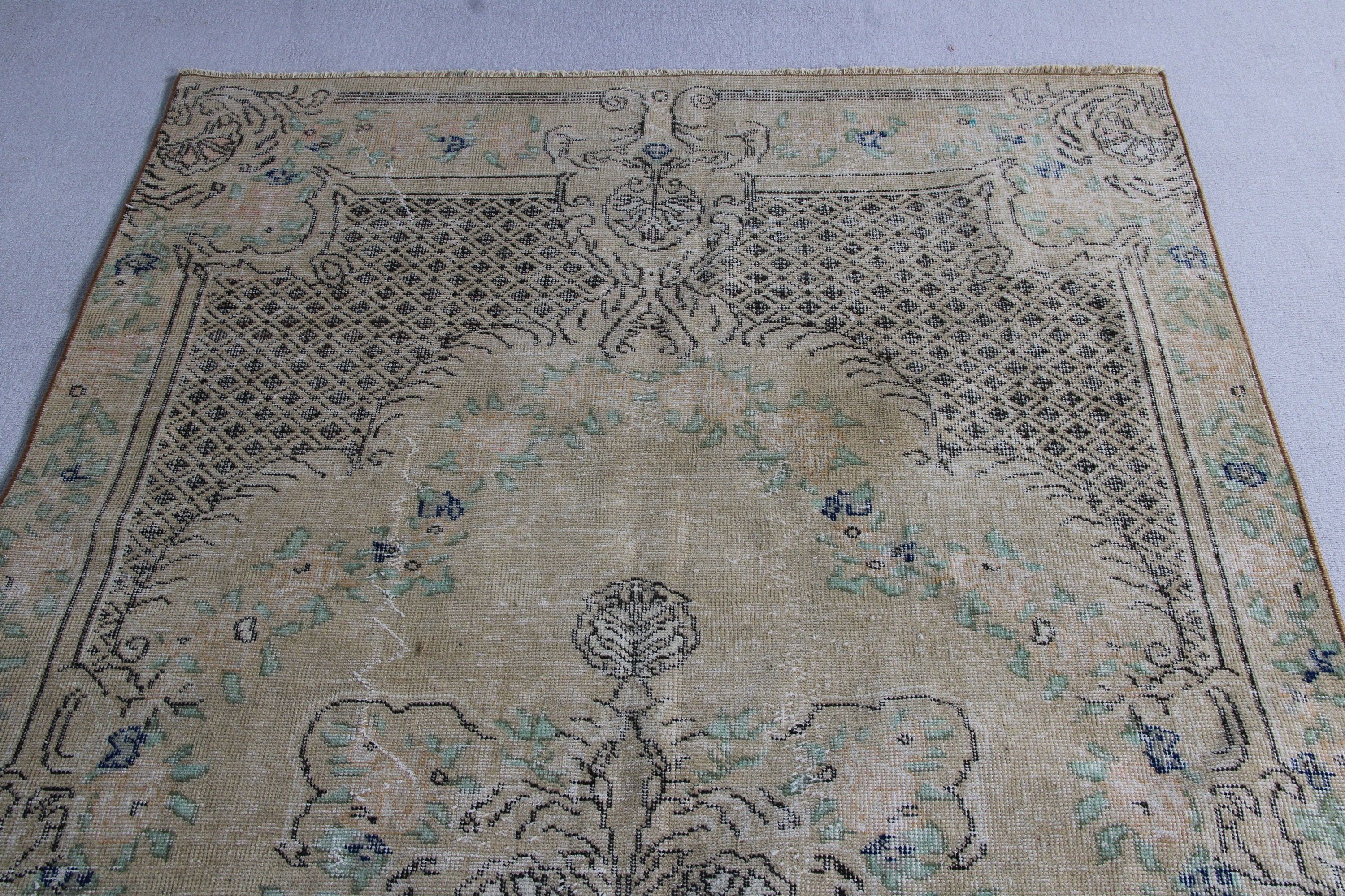 Türk Halıları, Vintage Halı, Büyük Oushak Halısı, Bej Fas Halıları, Büyük Boho Halısı, Yer Halısı, 4,9x9,1 ft Büyük Halı, Modern Halı, Organik Halılar