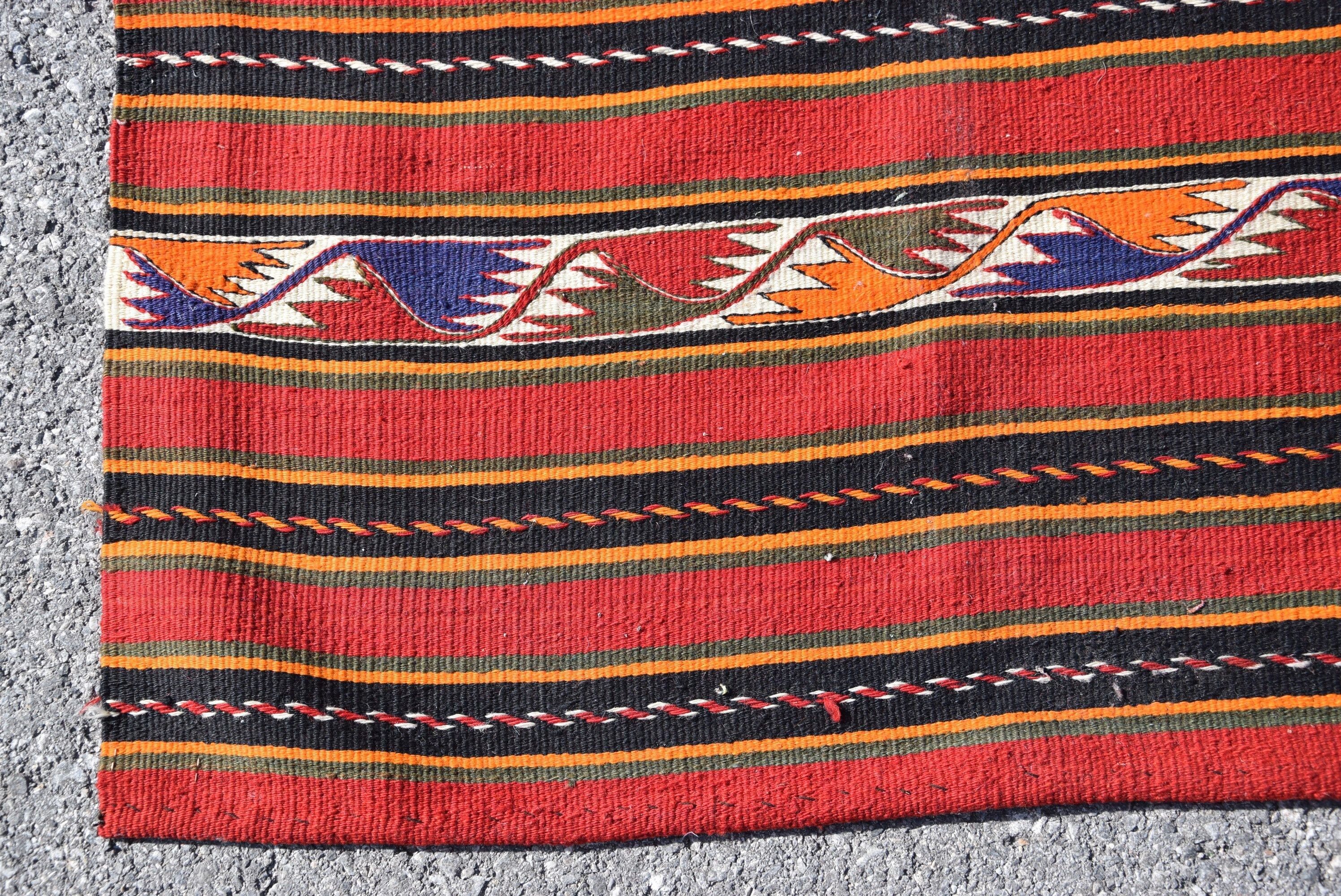 Vintage Halı, Yer Halıları, Oushak Halı, 4,7x6,7 ft Alan Halısı, Eski Halı, Kilim, Kırmızı Mutfak Halısı, Türk Halısı, İç Mekan Halıları