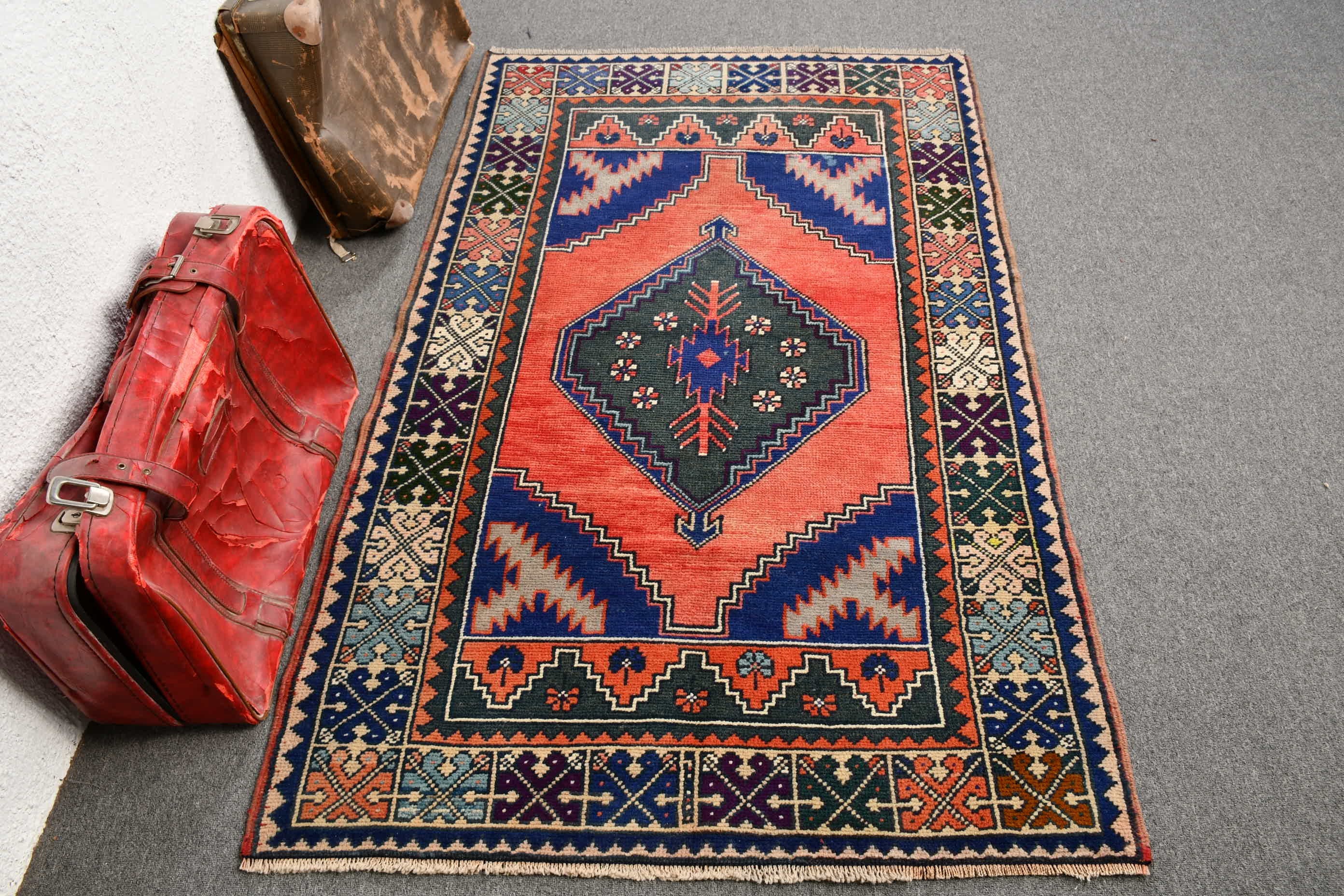 Anatolian Rugs, Vintage Rug, Rugs for Bedroom, Red Kitchen Rug, Nursery Rug, Bedroom Rug, Turkish Rugs, 3.7x6.1 ft Accent Rug, Floor Rug