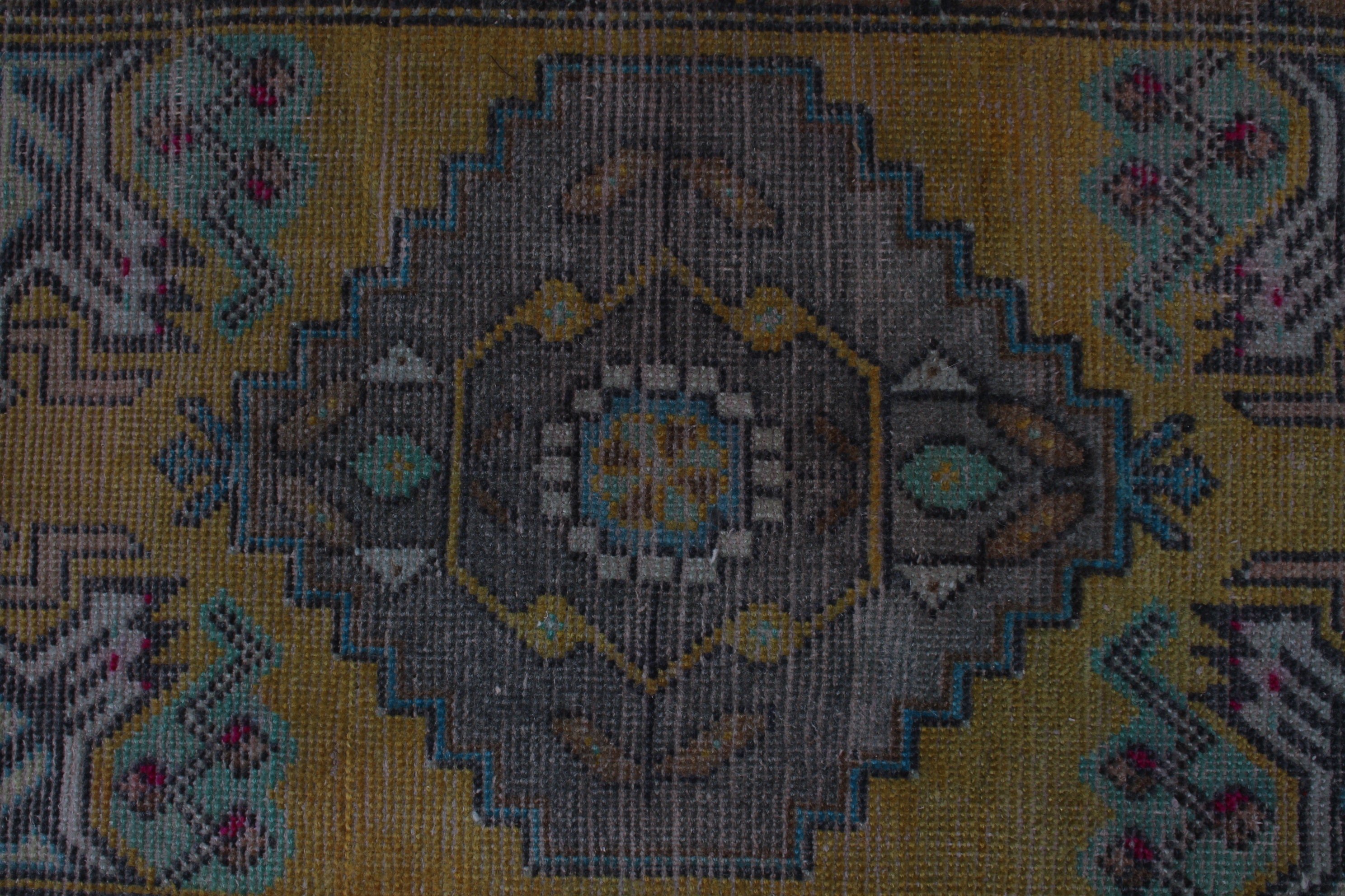 Ev Dekor Halıları, 1.4x3.2 ft Küçük Halı, Sarı Geometrik Halı, Giriş Halısı, Kapı Paspas Halıları, Dış Mekan Halısı, Vintage Halı, Türk Halısı