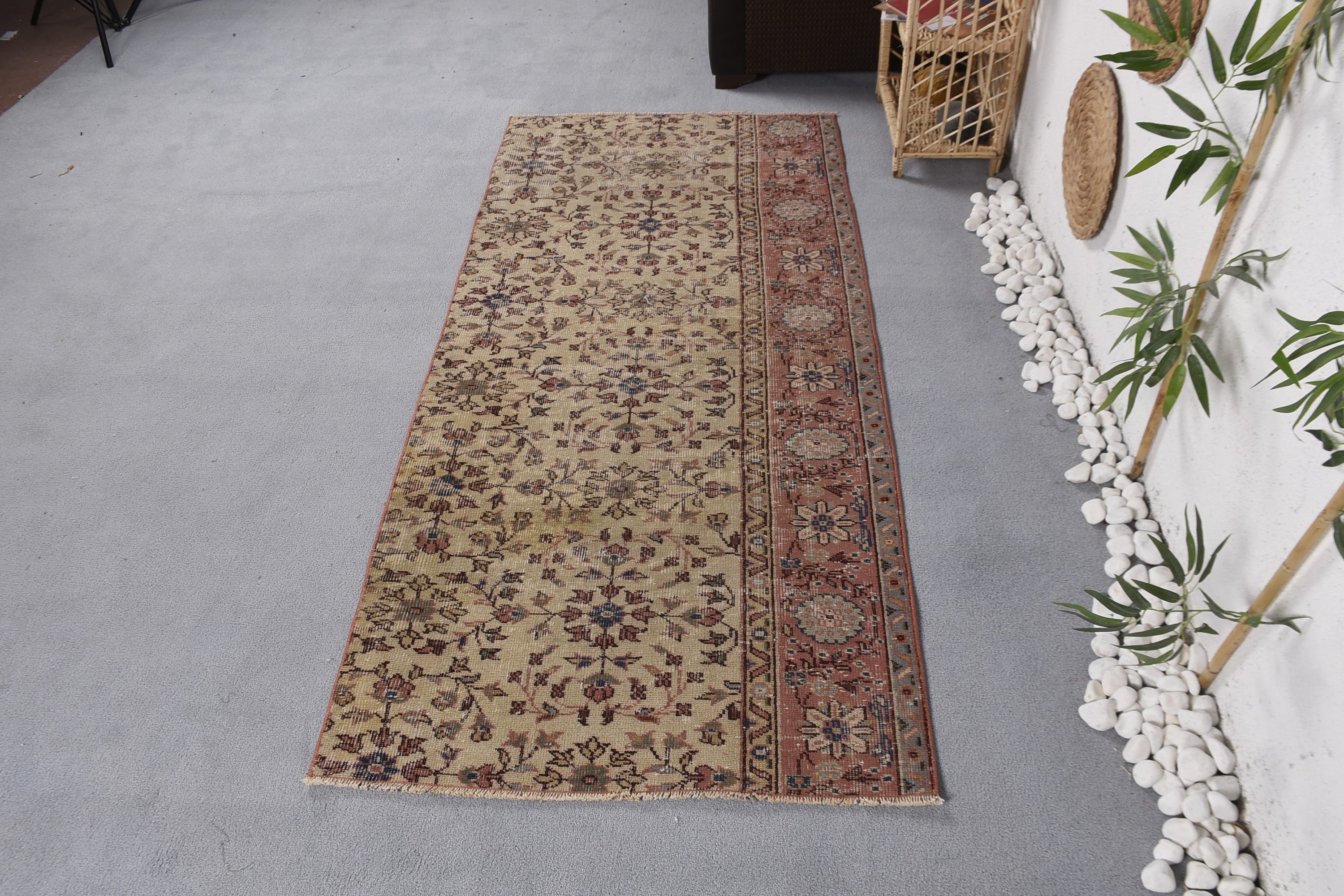 Beige Moroccan Rugs, Vintage Rug, 3.1x7.2 ft Accent Rugs, Anatolian Rugs, Eclectic Rug, Bedroom Rug, Entry Rug, Turkish Rug, Antique Rug