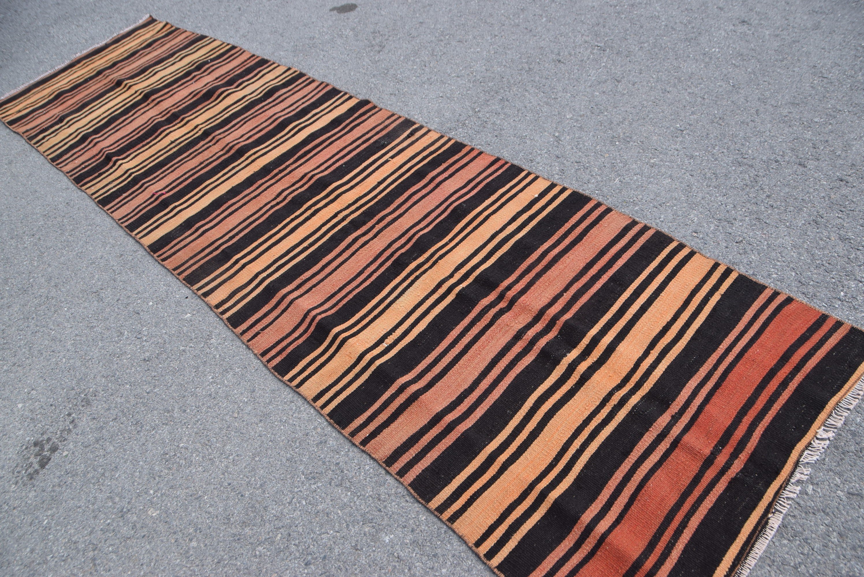 Vintage Halı, Koridor Halısı, Eski Halılar, Mutfak Halısı, Kilim, Türk Halısı, Yer Halısı, Turuncu 3x11.5 ft Runner Halısı, Anadolu Halıları