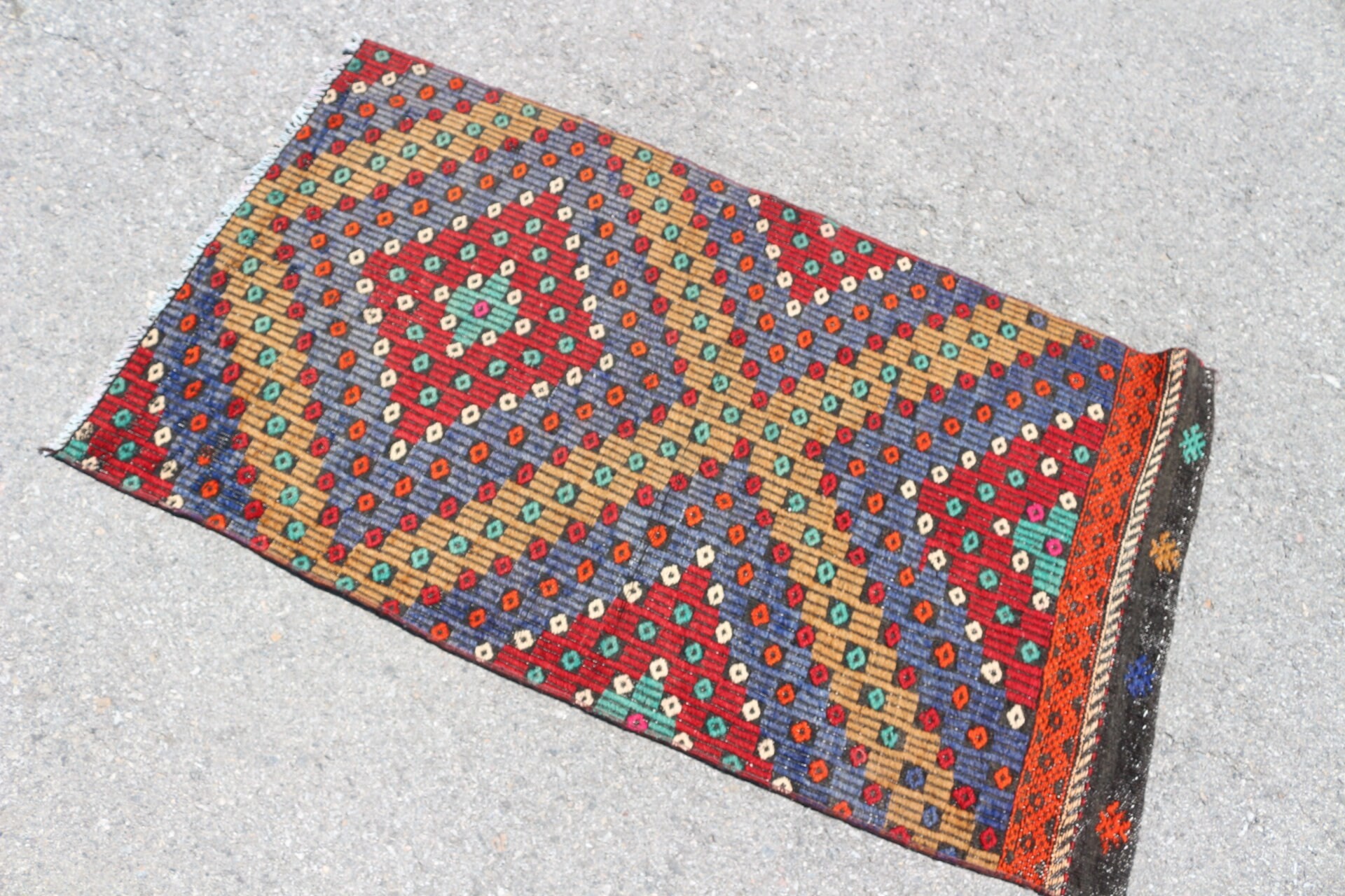 Door Mat Rug, Wool Rug, Bath Rug, Kilim, Handwoven Rug, Anatolian Rug, 2.5x4.3 ft Small Rugs, Turkish Rug, Red Antique Rugs, Vintage Rugs