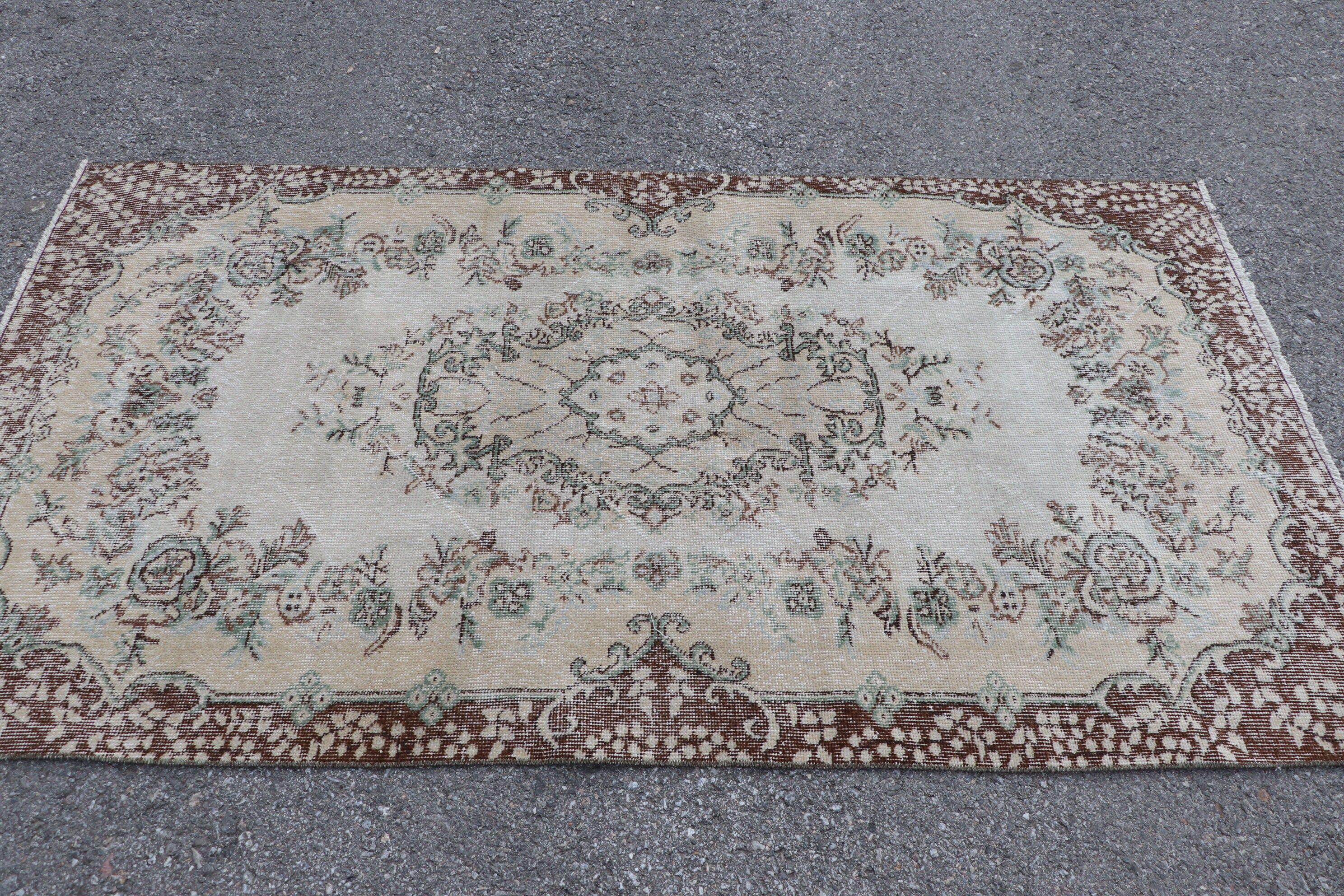 3.6x6.6 ft Accent Rugs, Kitchen Rug, Handmade Rug, Bedroom Rug, Cool Rugs, Beige Home Decor Rugs, Antique Rugs, Turkish Rug, Vintage Rug