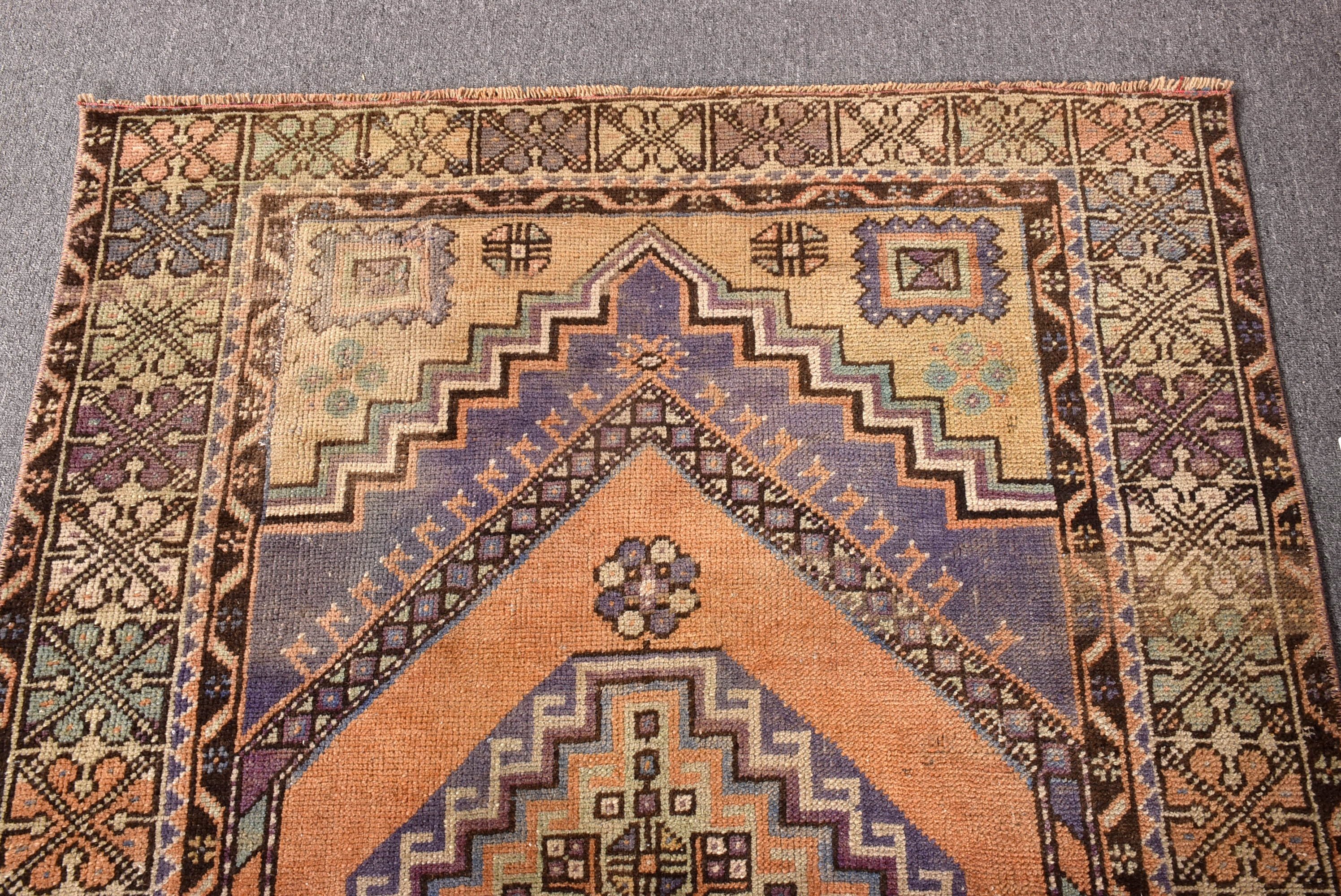 Lüks Halı, 3,5x5,3 ft Aksan Halısı, Vintage Halılar, Türk Halısı, Mor Fas Halısı, Boho Vurgulu Halı, Çocuk Odası Halıları, Düz Dokuma Halı