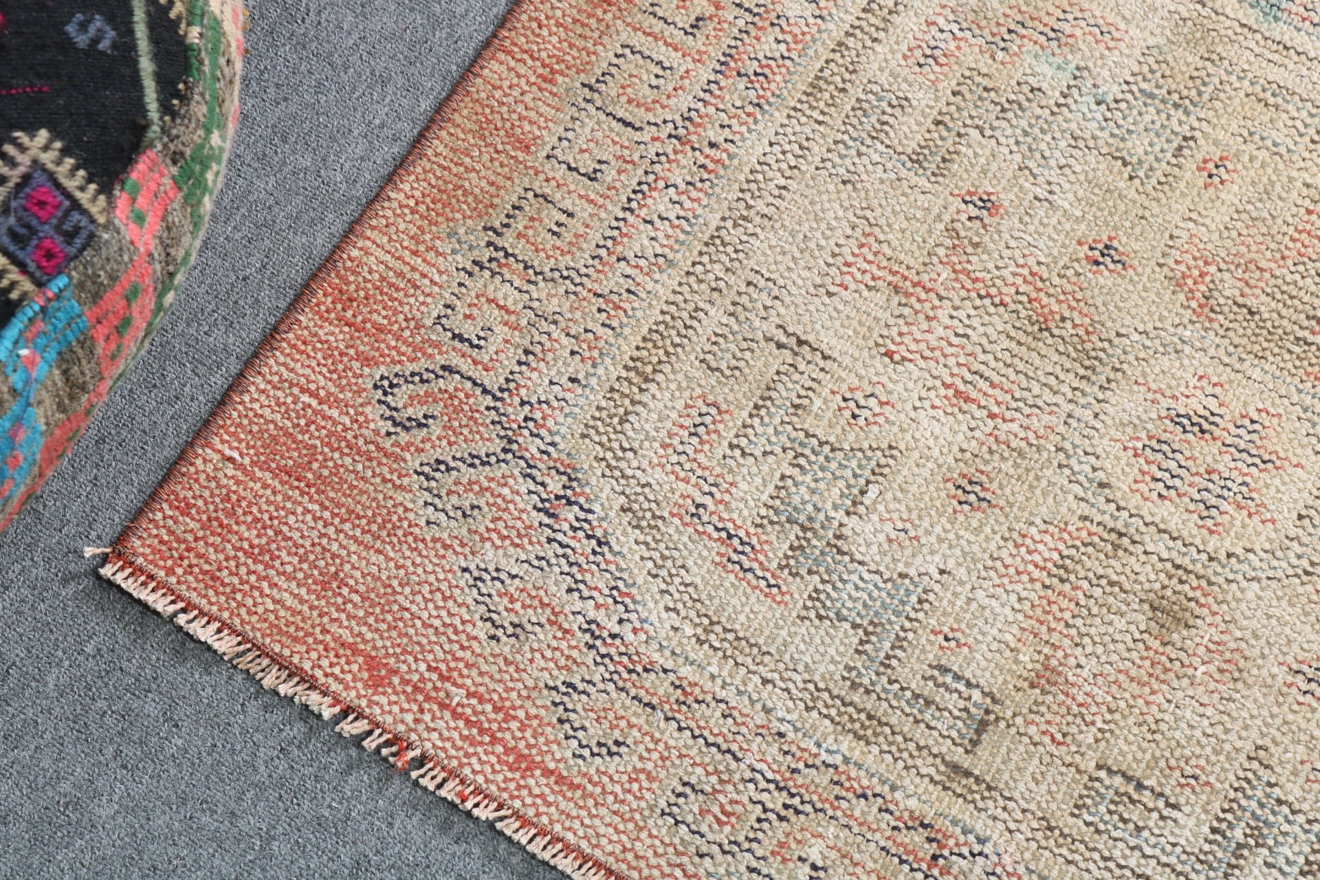 Kırmızı Mutfak Halısı, 2.7x6.6 ft Aksan Halıları, Boho Halıları, Vintage Vurgu Halıları, Giriş Halıları, Geometrik Halı, Vintage Halı, Türk Halıları