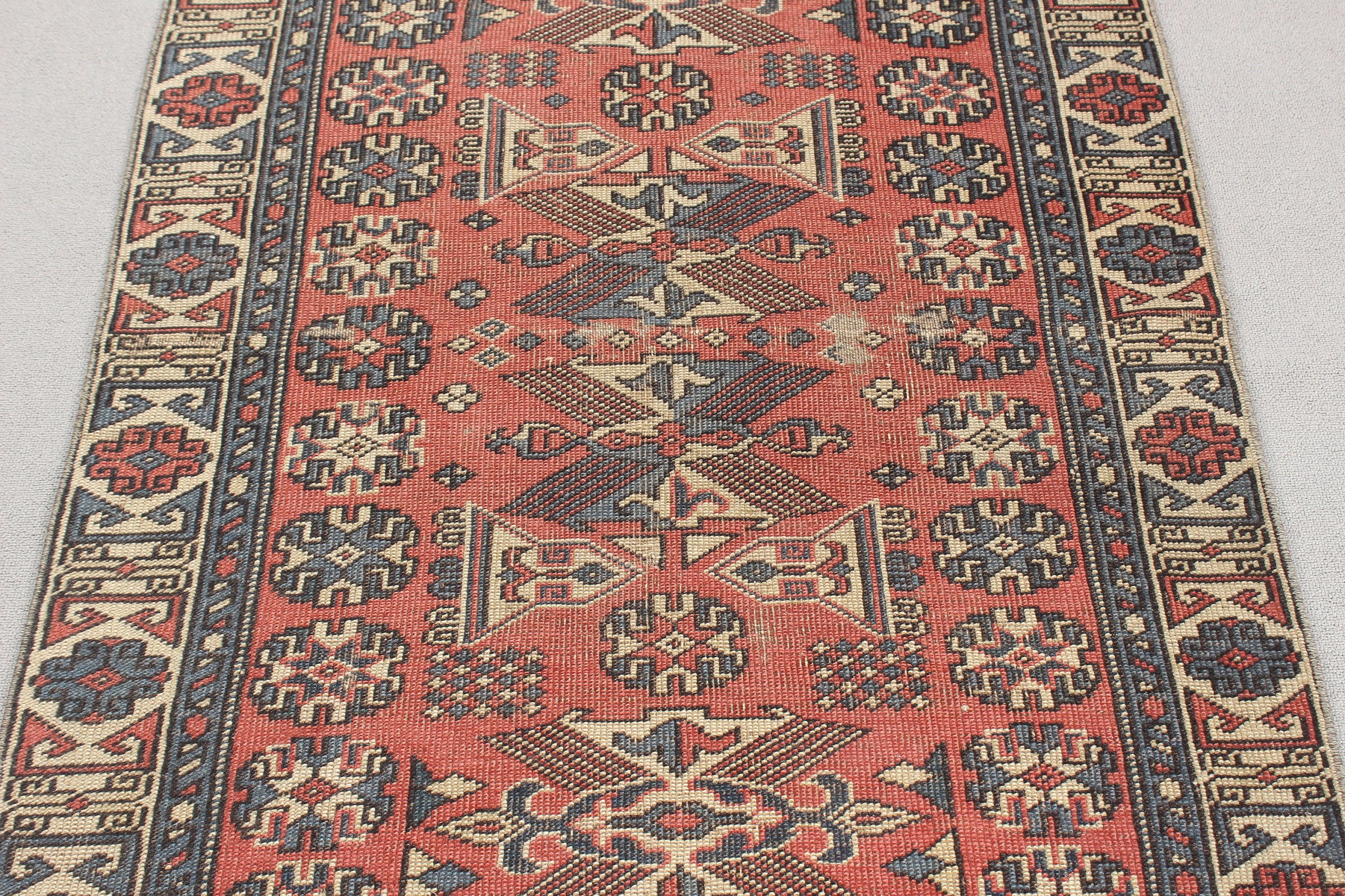 Türk Halısı, 3,1x5,3 ft Aksan Halıları, Vintage Halı, Açıklama Halıları, Boho Vurgulu Halılar, Sanatsal Halılar, Geometrik Halı, Kırmızı Mutfak Halıları