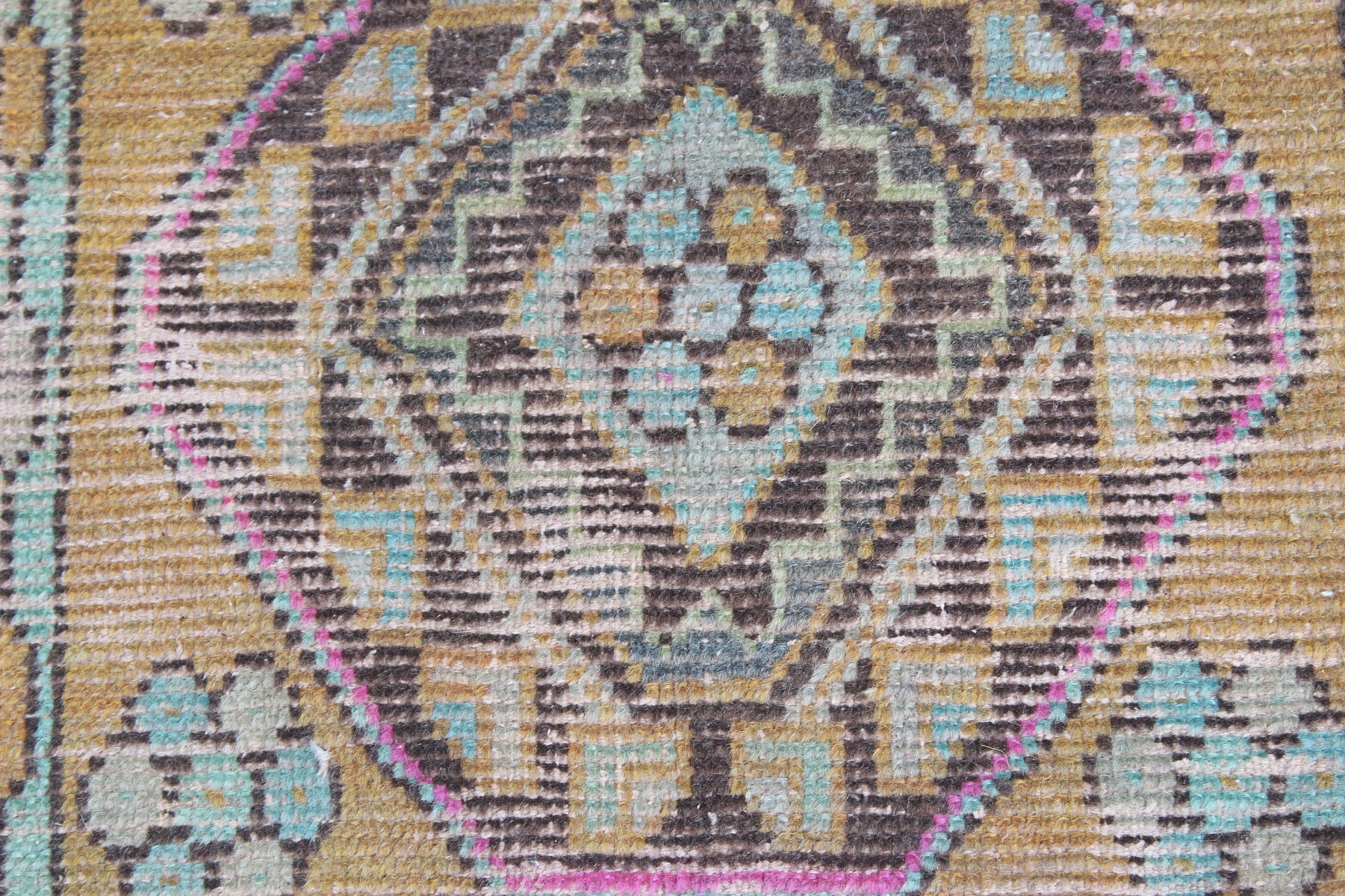 Car Mat Rugs, Brown Cool Rugs, Vintage Rug, 1.4x3 ft Small Rug, Turkish Rugs, Anatolian Rugs, Nursery Rug, Rugs for Entry