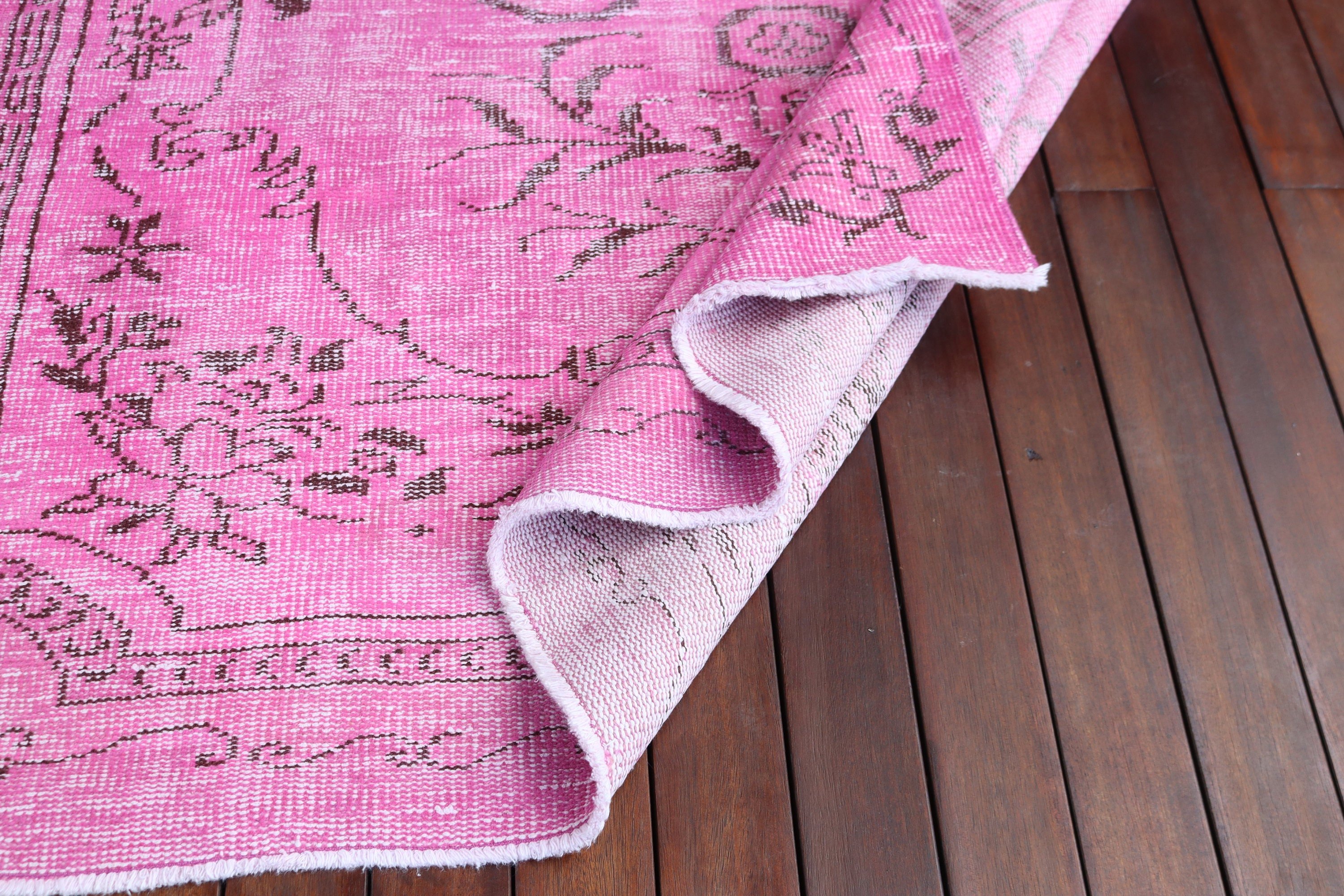 Vintage Rugs, Oriental Rugs, Luxury Rug, Turkish Rug, Pink Oushak Rugs, 5.2x8.8 ft Large Rug, Living Room Rugs, Large Vintage Rugs