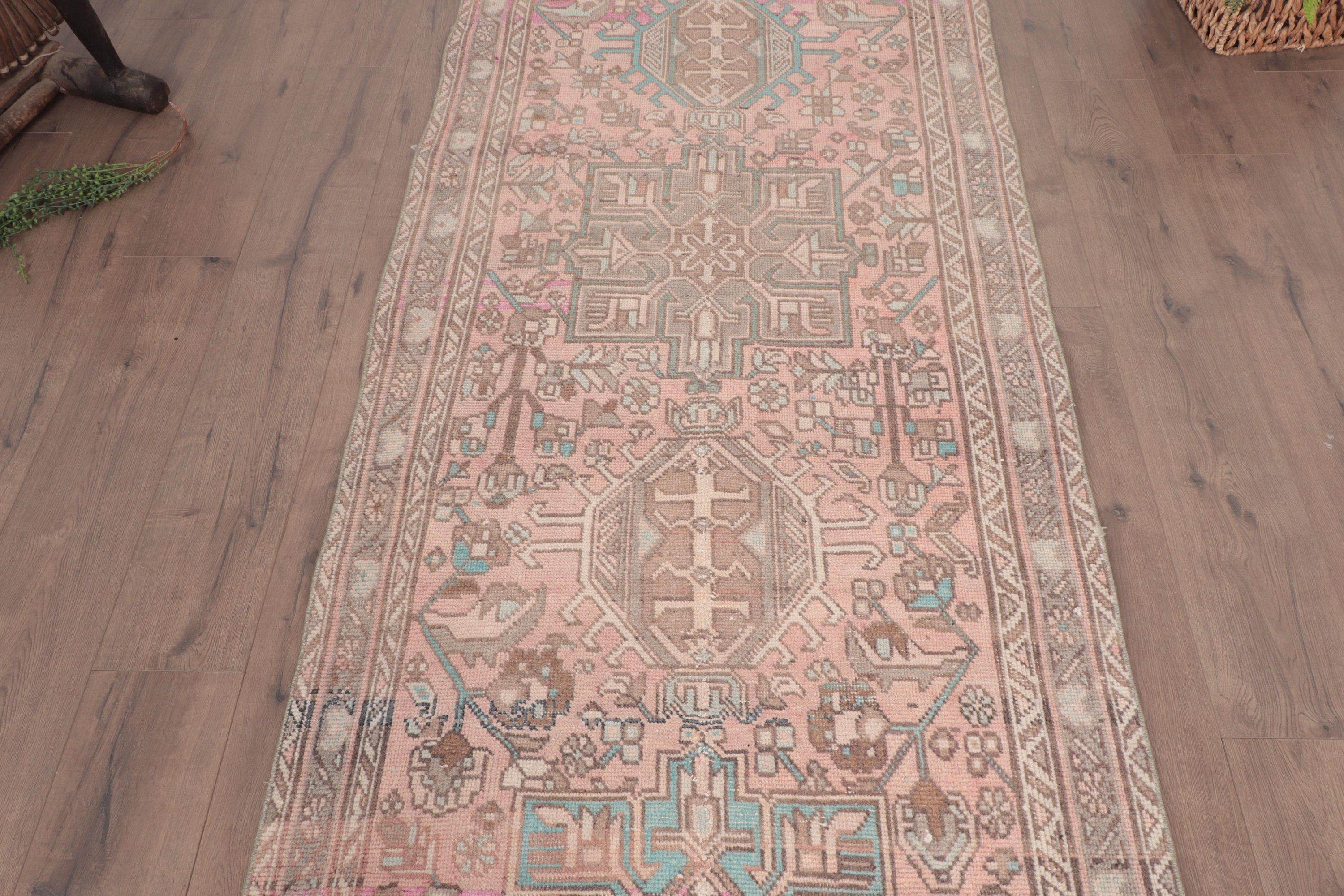 Pink Home Decor Rugs, Statement Rugs, Rugs for Corridor, Turkish Rug, Geometric Rug, Kitchen Rugs, 3.2x8.2 ft Runner Rug, Vintage Rug