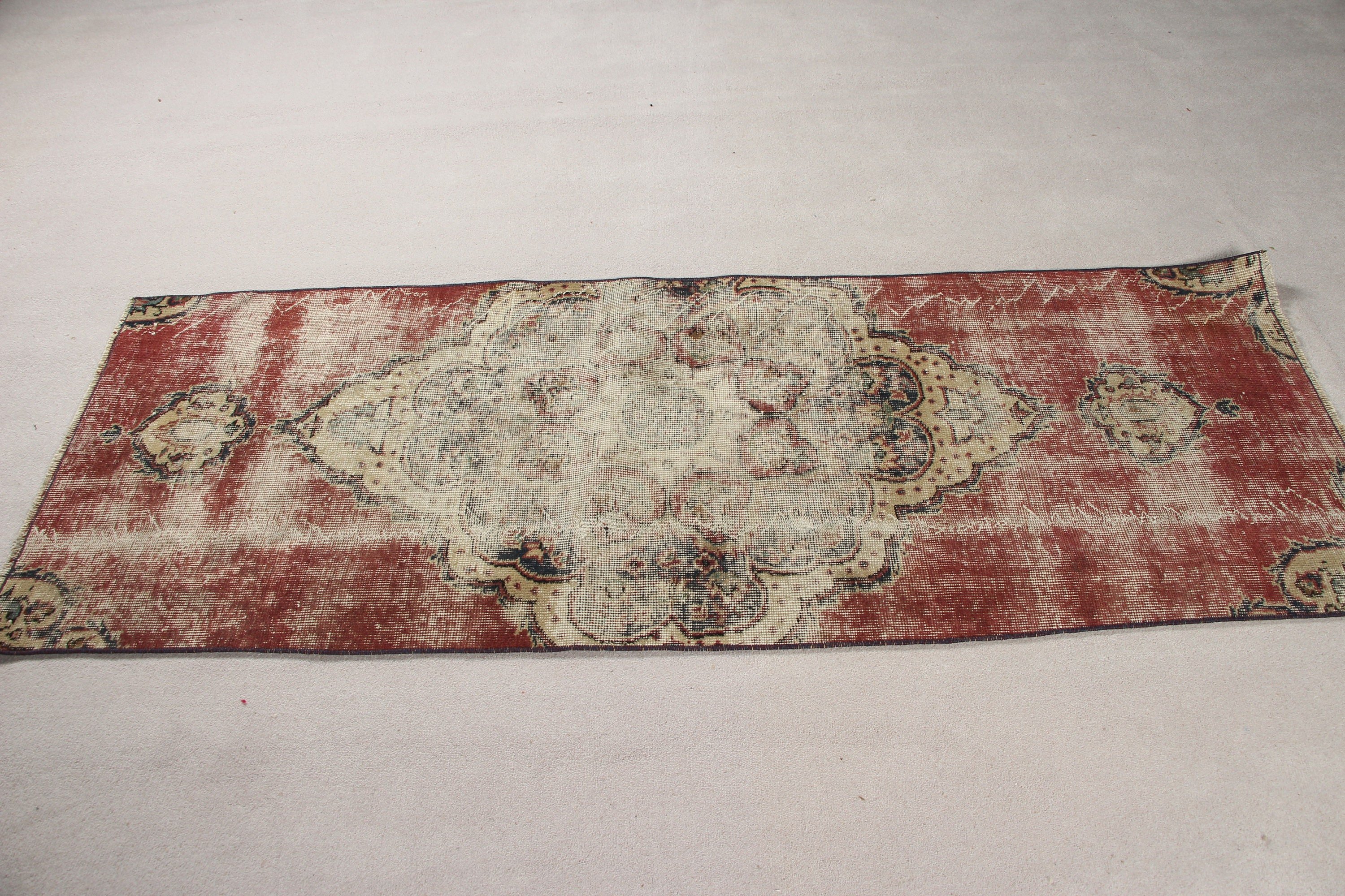 Kitchen Rug, Rugs for Kitchen, Turkish Rug, Red Oushak Rug, 2.5x6.6 ft Runner Rug, Natural Rug, Antique Rug, Vintage Rug