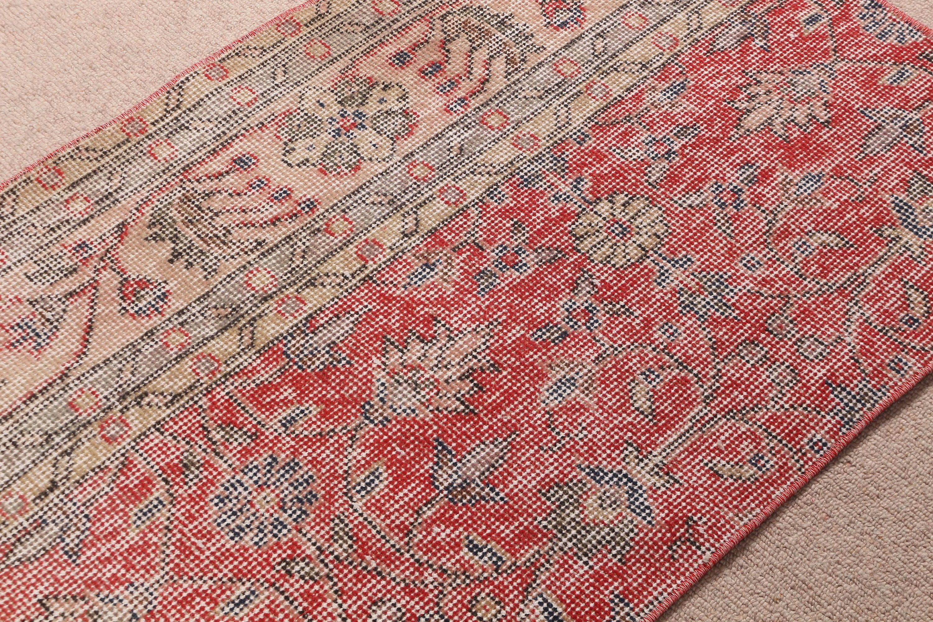 Anadolu Halısı, Kapı Paspası Halısı, Yün Halısı, Vintage Halısı, Vintage Dekor Halısı, Türk Halısı, Banyo Halısı, Kırmızı 1.9x2.9 ft Küçük Halı