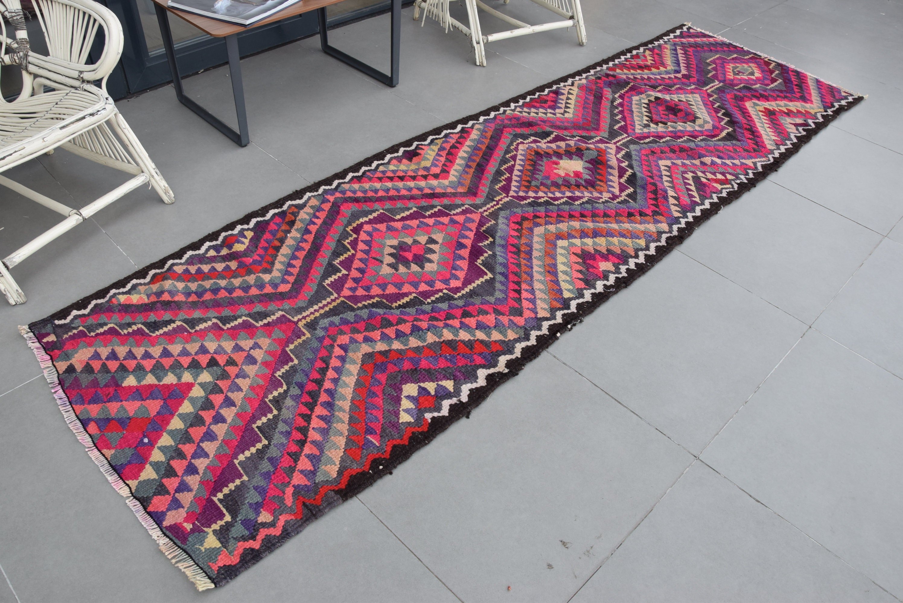 Mutfak Halıları, Kilim, Yatak Odası Halısı, Vintage Halı, Sevimli Halı, Pembe Oushak Halısı, Türk Halıları, Koridor Halıları, 3,1x12,3 ft Yolluk Halısı