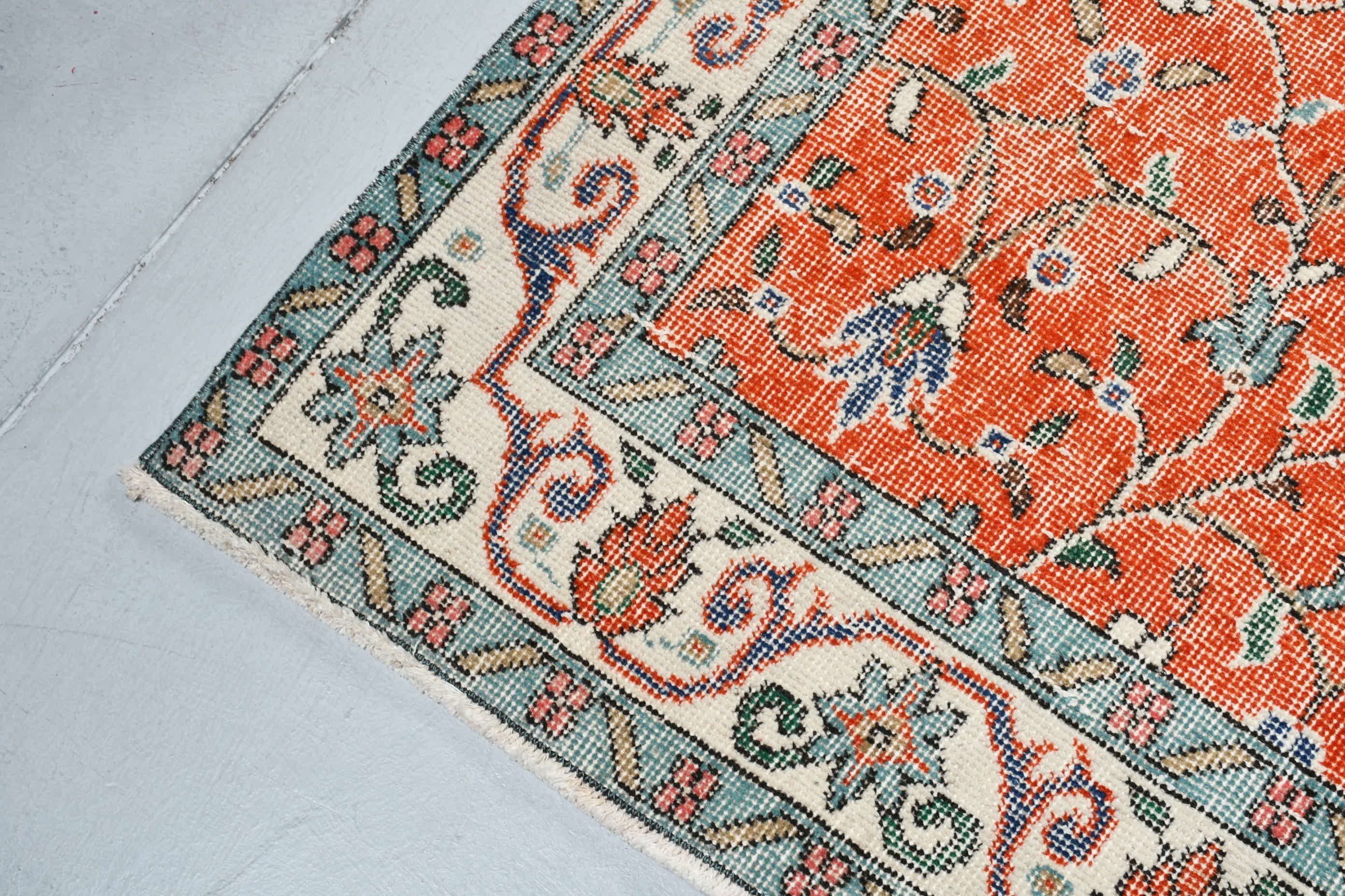 Anatolian Rugs, 3.8x7.3 ft Area Rug, Vintage Rug, Rugs for Dining Room, Living Room Rugs, Turkish Rug, Old Rugs, Orange Floor Rug, Cool Rug