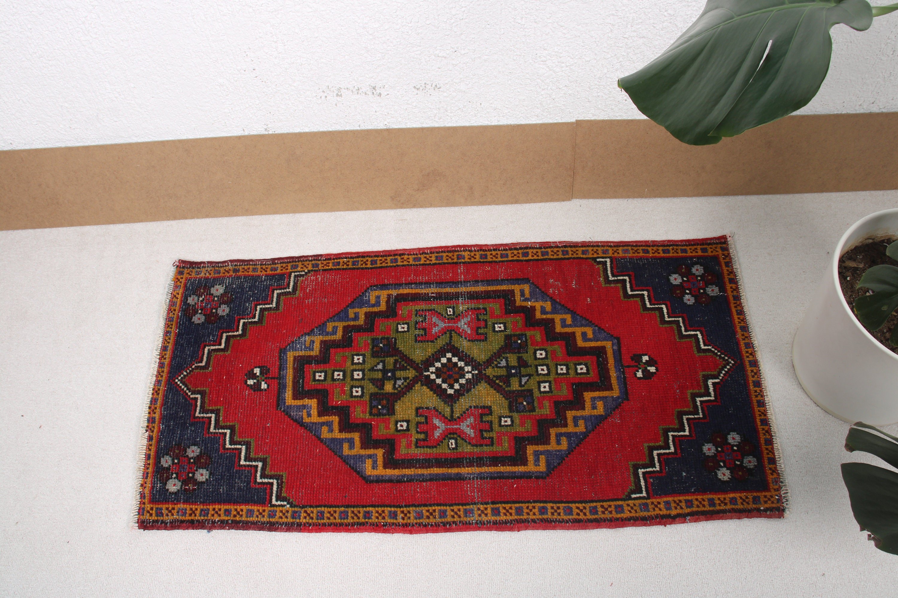 Banyo Halıları, Yün Halılar, 1,7x3,4 ft Küçük Halılar, Oryantal Halı, Vintage Halı, Yatak Odası Halıları, Kırmızı Düz ​​Dokuma Halılar, Banyo Halıları, Türk Halısı