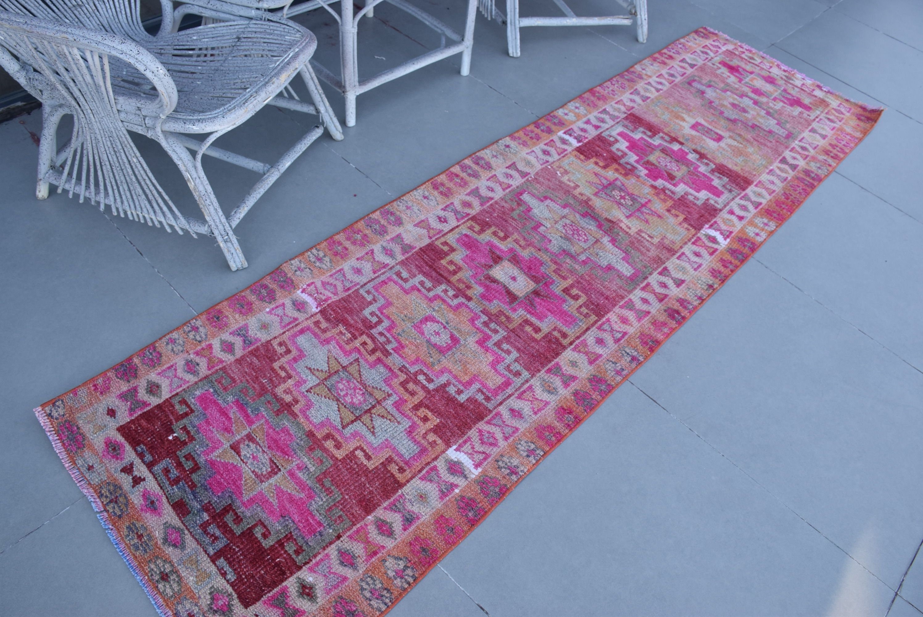 Pink Moroccan Rug, Turkish Rug, Kitchen Rug, Rugs for Runner, Anatolian Rug, 2.5x8.8 ft Runner Rug, Home Decor Rugs, Old Rug, Vintage Rugs