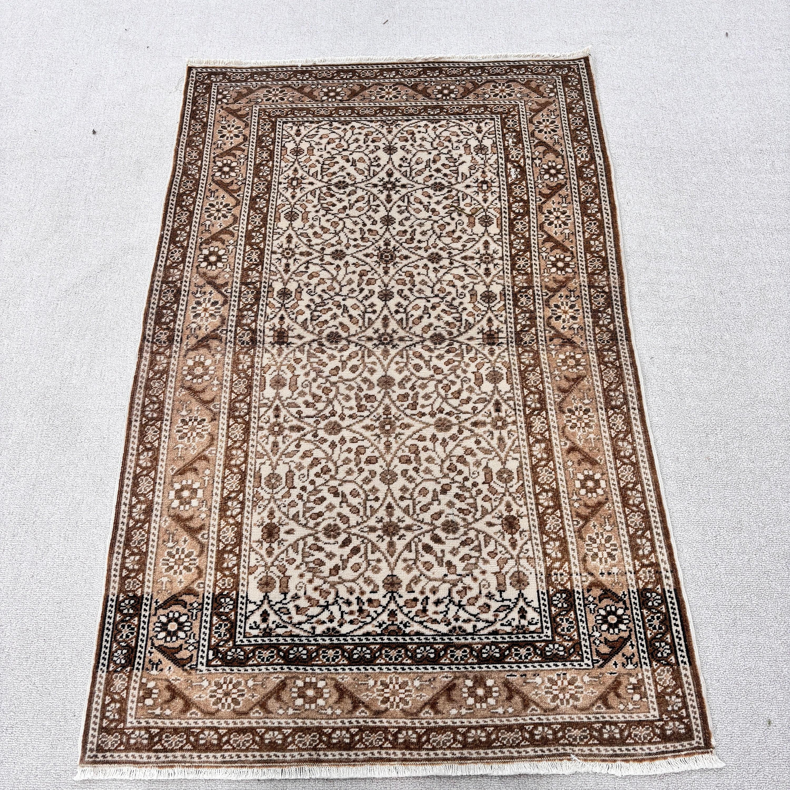 Giriş Halıları, Bej Geometrik Halılar, Ev Dekorasyonu Halısı, Türk Halıları, Boho Halıları, Vintage Halı, Oryantal Halı, Yatak Odası Halısı, 2,8x4,4 ft Küçük Halı