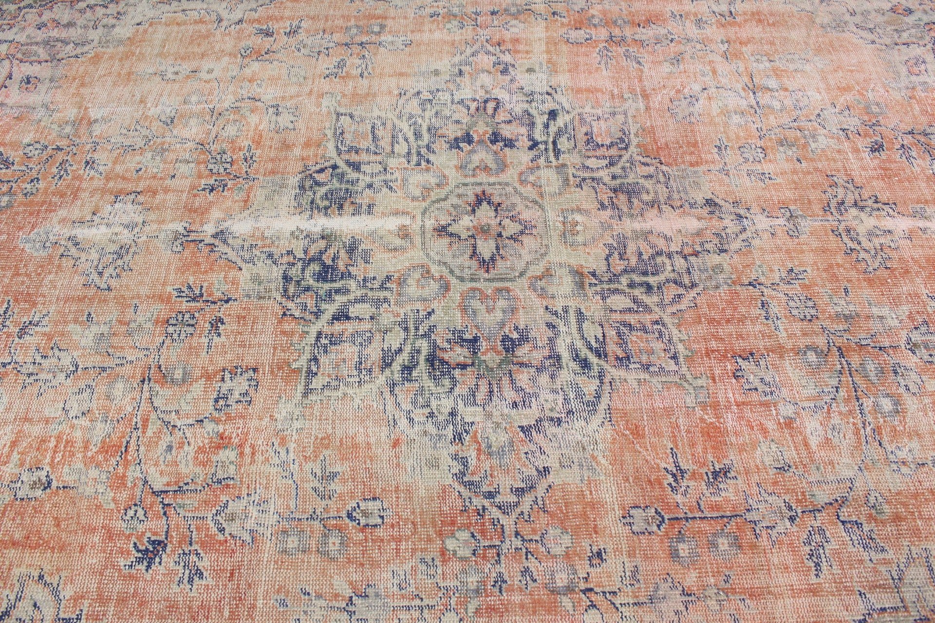 Orange Wool Rug, Office Rug, Kitchen Rugs, Vintage Rugs, Dining Room Rug, Saloon Rug, Turkish Rug, Oriental Rug, 8x11.6 ft Oversize Rug