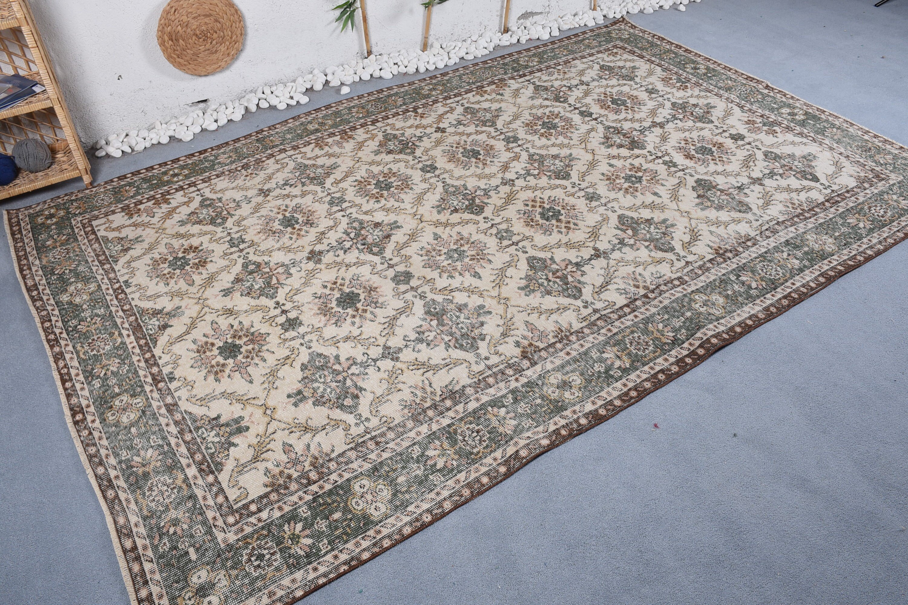 Large Wool Rug Rugs, Rugs for Living Room, Moroccan Rugs, Vintage Rug, Dining Room Rug, Turkish Rugs, 6.5x10.3 ft Large Rugs, Bedroom Rugs