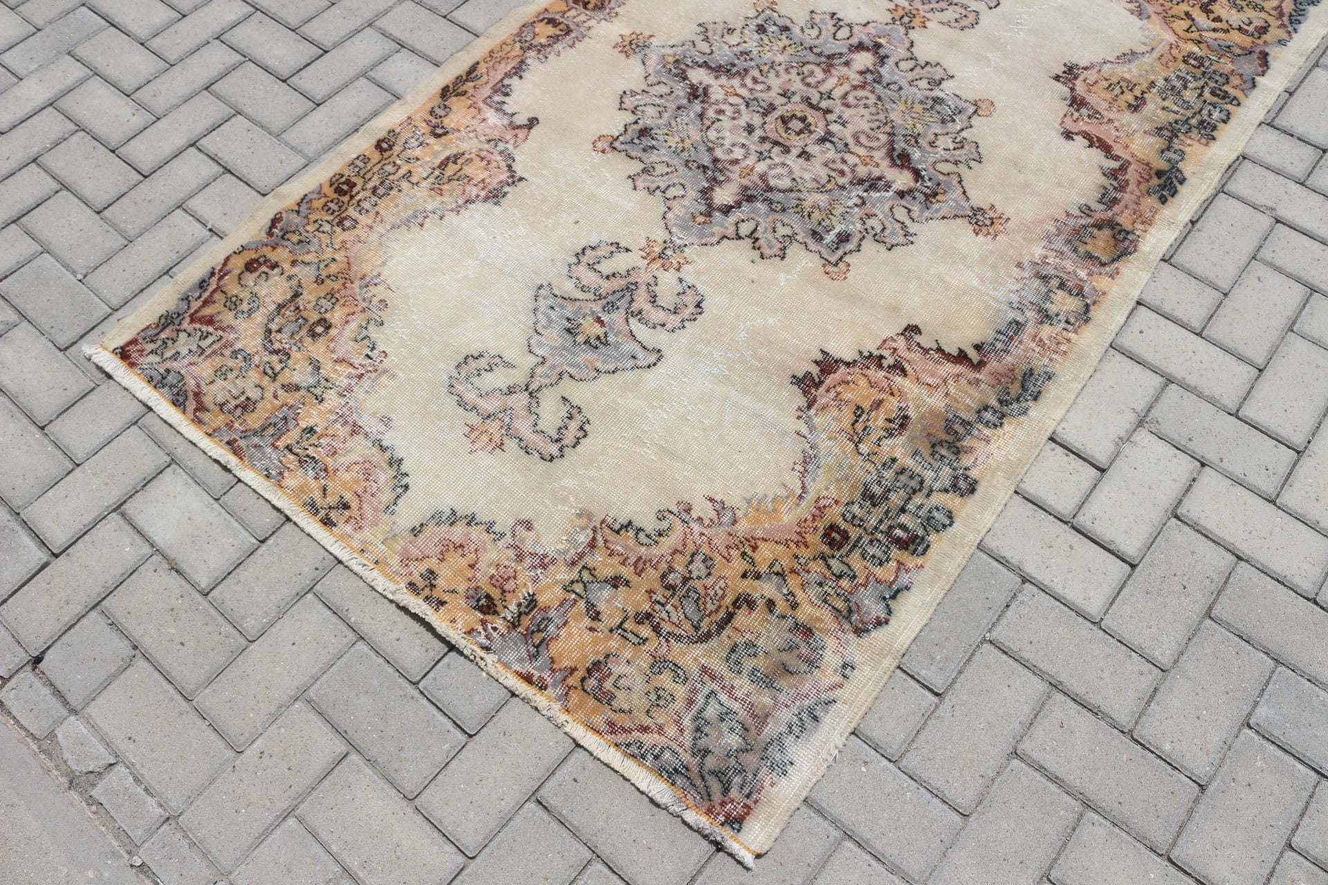 Nursery Rug, Home Decor Rugs, Kitchen Rug, Vintage Rugs, Turkish Rug, Rugs for Nursery, 4x6.6 ft Area Rug, Beige Anatolian Rug, Custom Rugs