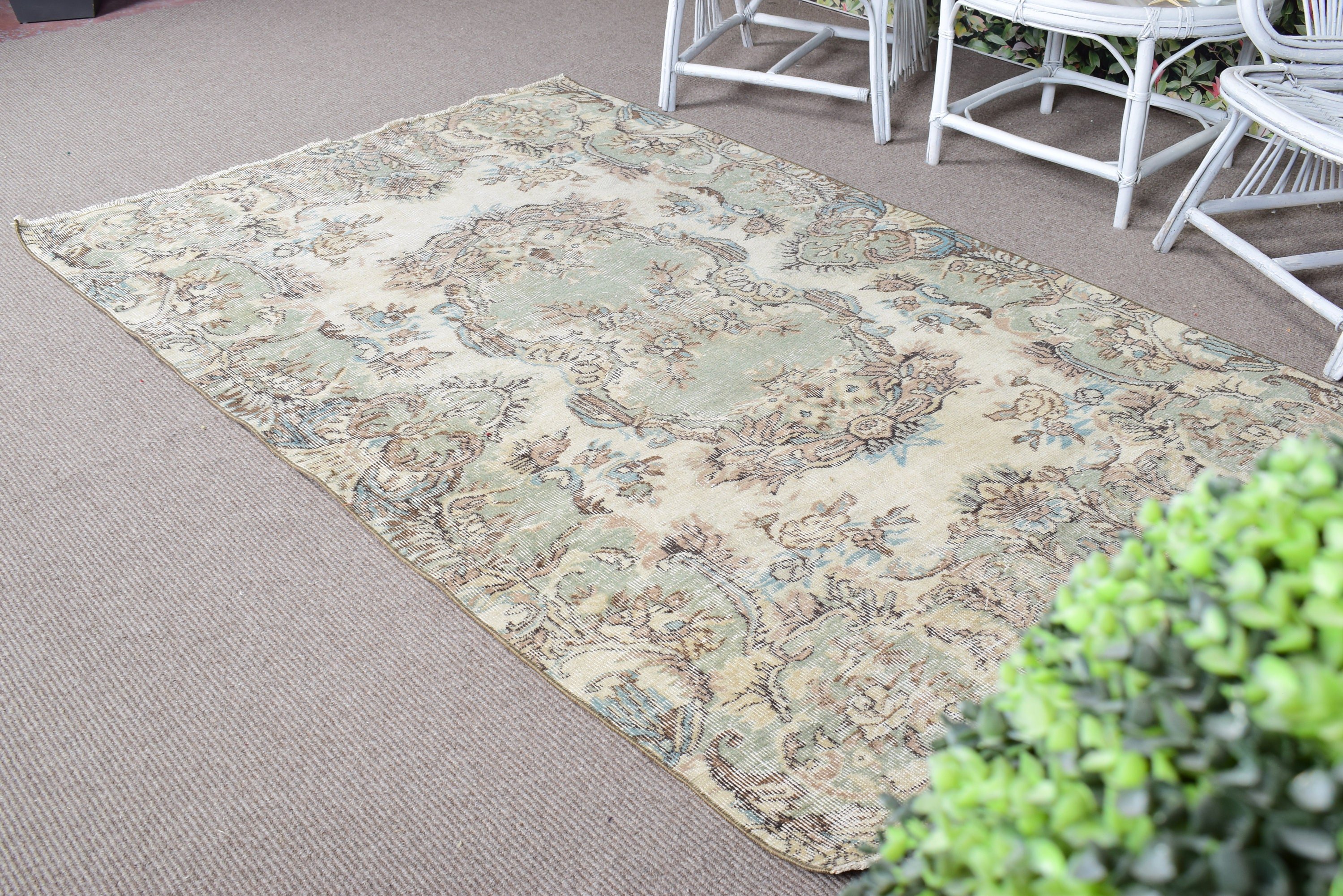 Vintage Area Rug, Luxury Rug, Turkish Rugs, Beige Antique Rug, Modern Rug, 4.7x7.3 ft Area Rug, Neutral Rugs, Bedroom Rugs, Vintage Rug