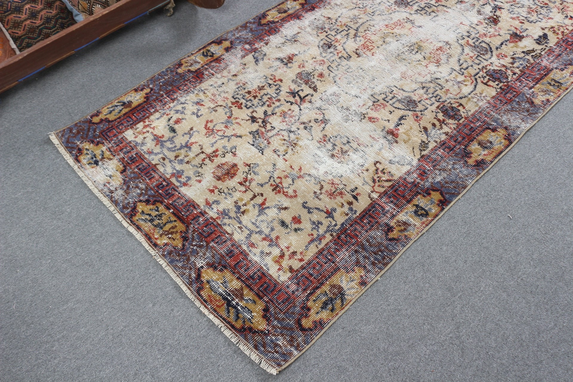 Antique Rug, Moroccan Rug, Floor Rug, Rugs for Floor, Turkish Rugs, Kitchen Rug, Beige Home Decor Rug, 3.4x7.1 ft Area Rug, Vintage Rugs