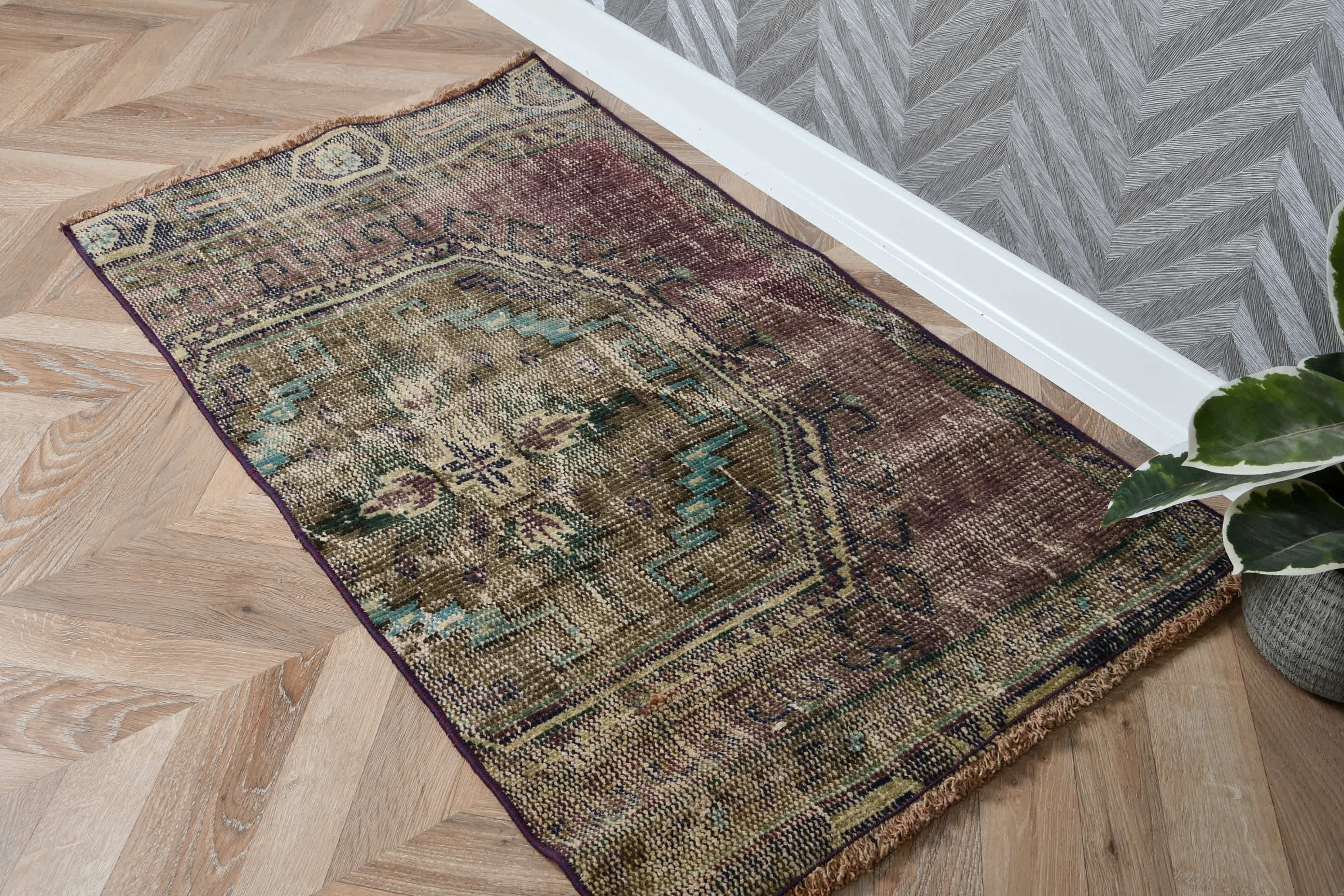Wool Rug, Rugs for Car Mat, Turkish Rug, Bath Rugs, Antique Rug, 2x3.5 ft Small Rugs, Purple Home Decor Rug, Entry Rugs, Vintage Rug