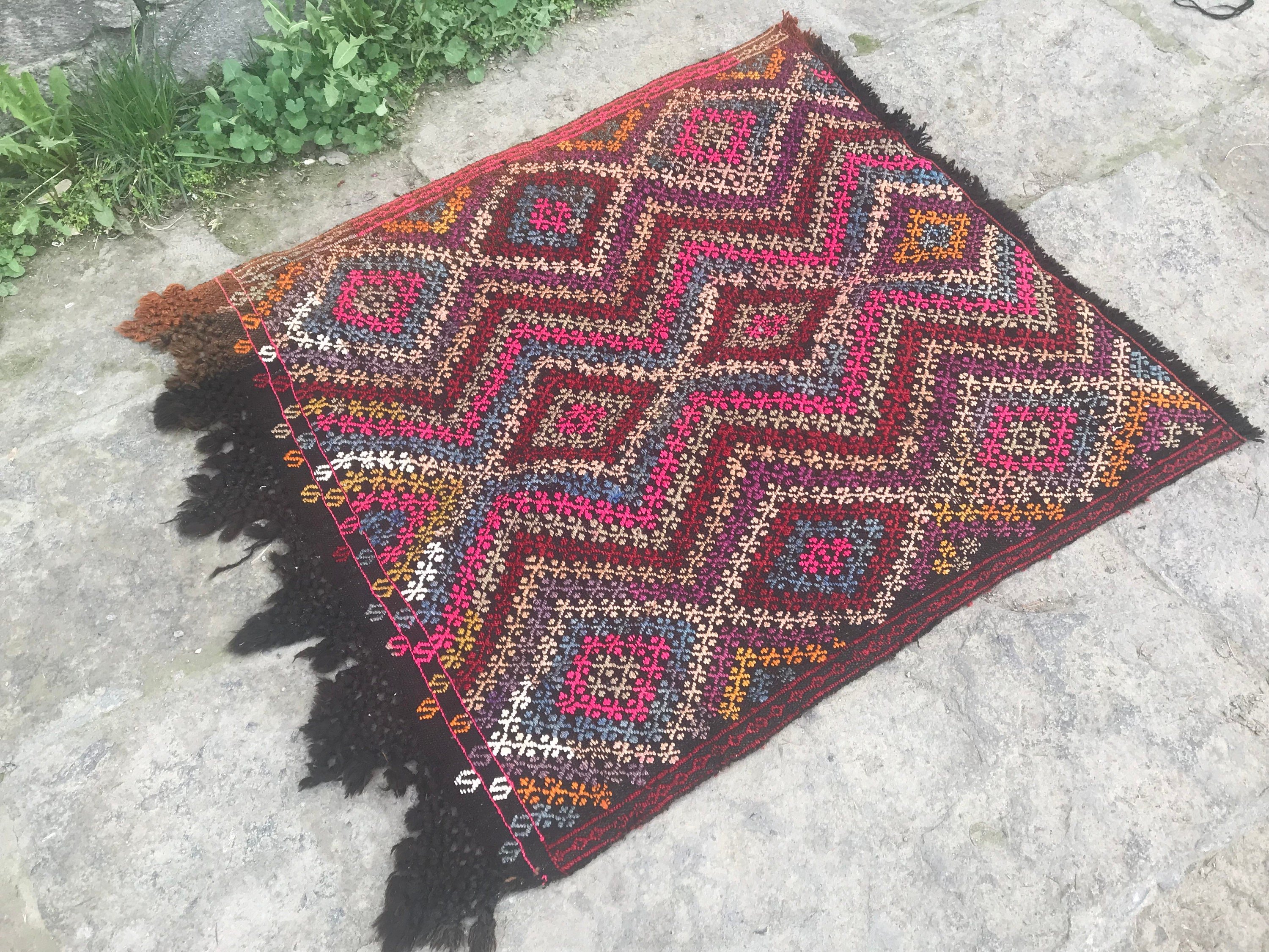 Duvara Asılı Halı, Türk Halıları, Yatak Odası Halıları, Fas Halısı, 3,3x3,5 ft Küçük Halılar, Banyo Halısı, Pembe Yün Halılar, Kilim, Vintage Halı