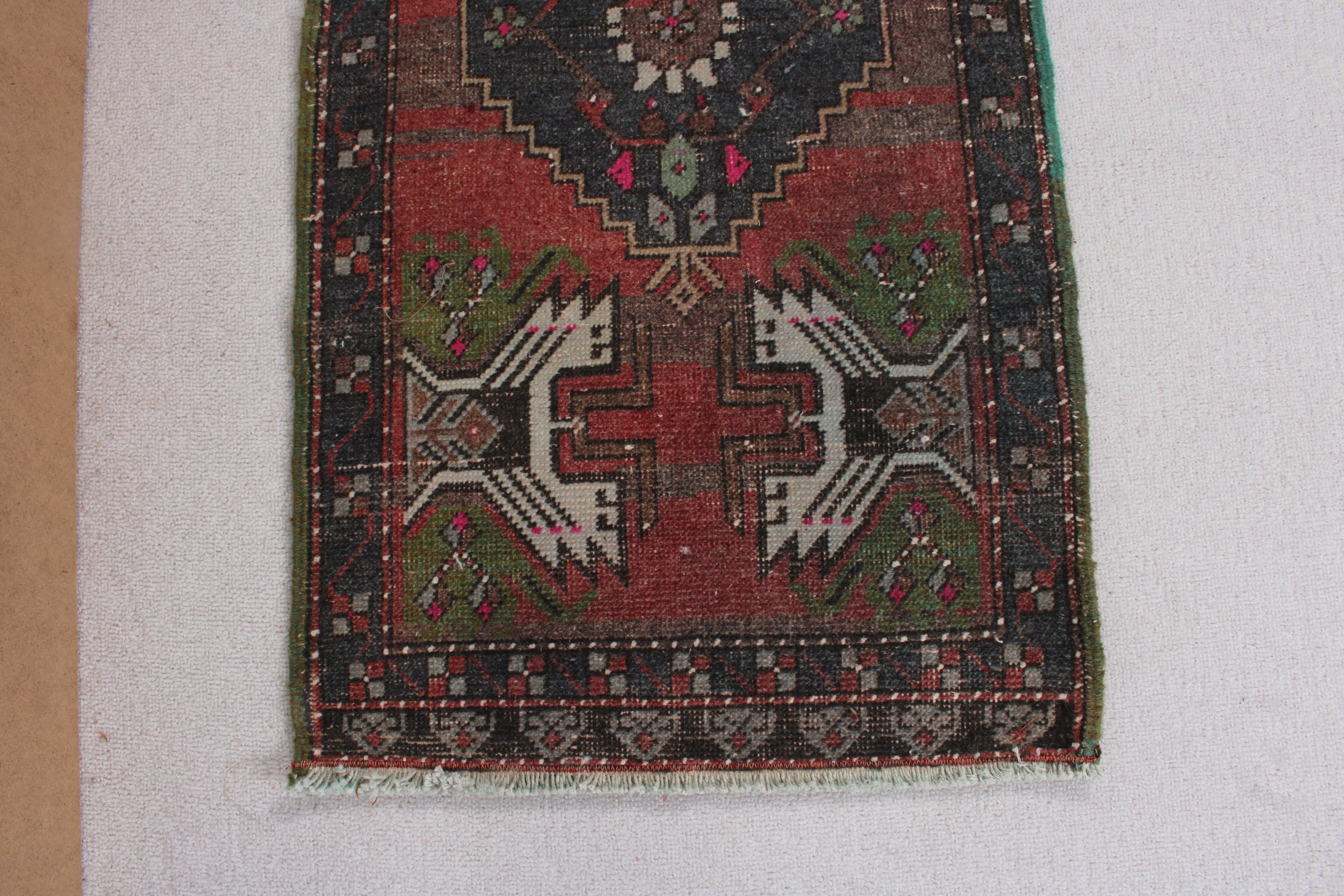 Ofis Halısı, Havalı Halı, Küçük Boho Halısı, El Dokuma Halısı, Vintage Halılar, Çocuk Halısı, Türk Halısı, Yeşil 1.6x3.3 ft Küçük Halı