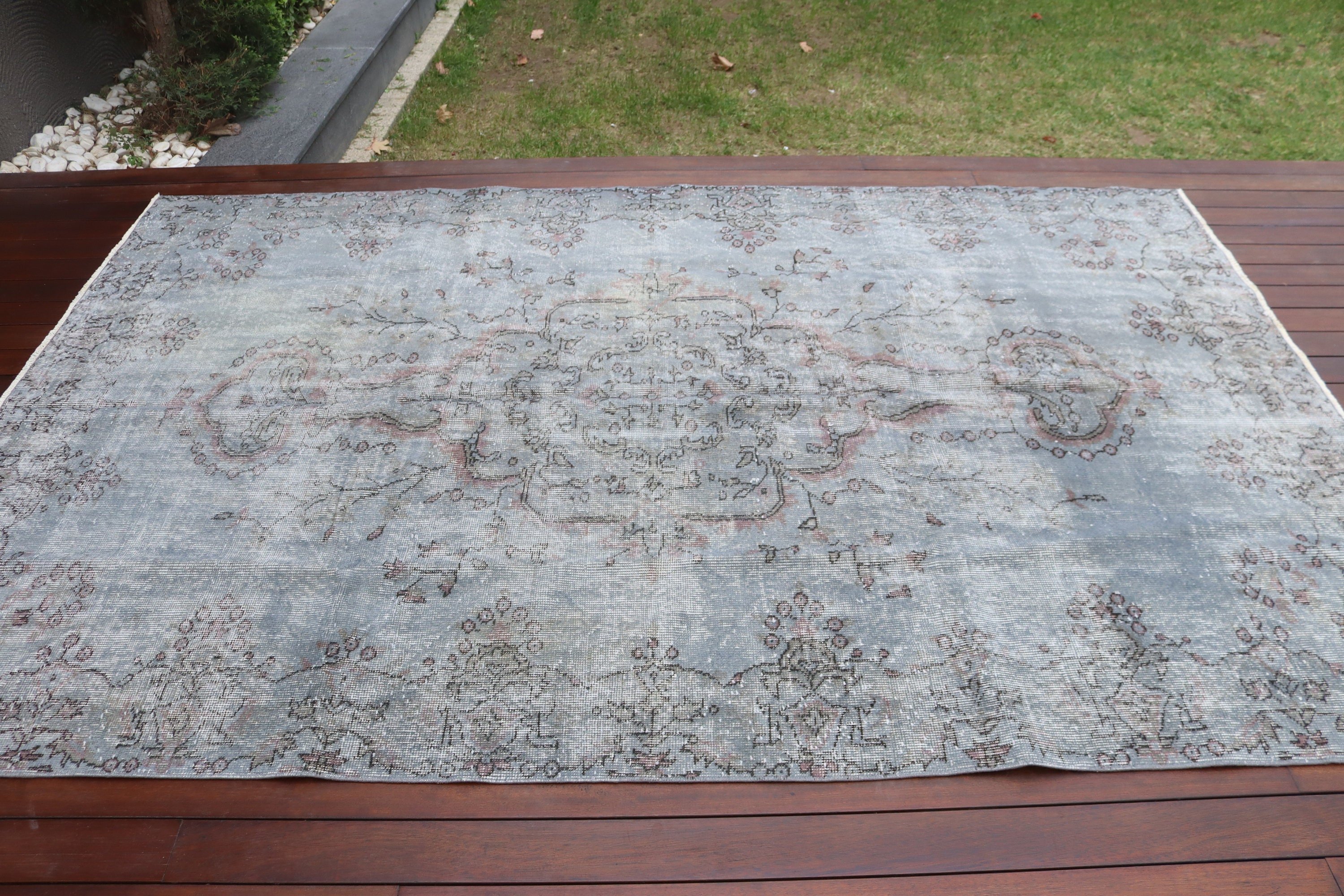 Salon Halısı, Gri Yatak Odası Halısı, Büyük Boho Halıları, Oturma Odası Halıları, Yün Halısı, Türk Halısı, 5.6x8.7 ft Büyük Halı, Nötr Halı, Vintage Halı