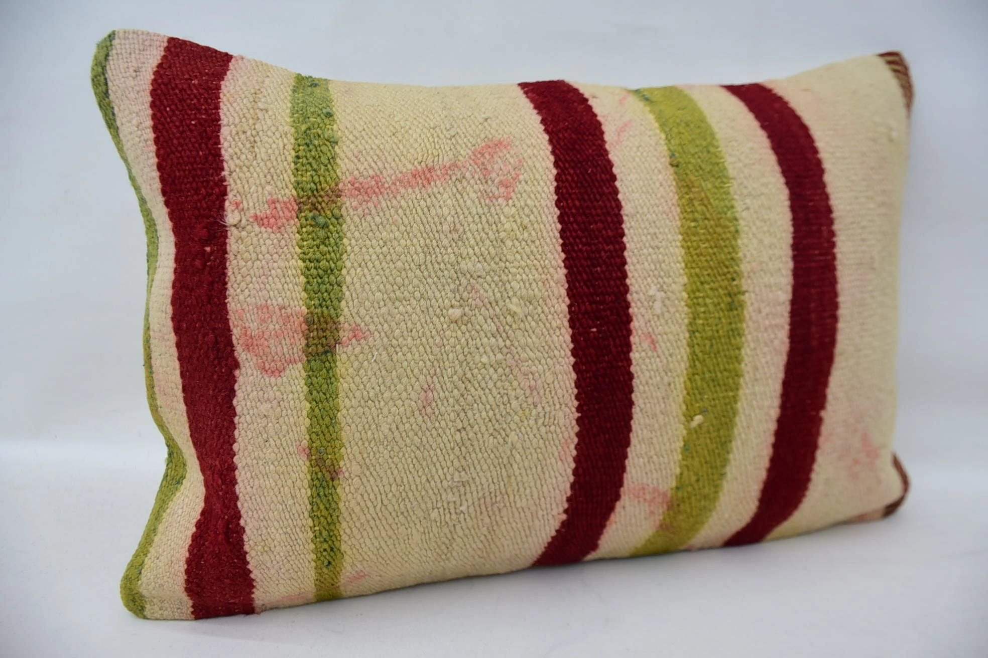 Kilim Cushion Sham, Anatolian Pillow Cover, 16"x24" Beige Pillow Cover, Vintage Kilim Pillow, Pillow for Couch, Kilim Rug Cushion