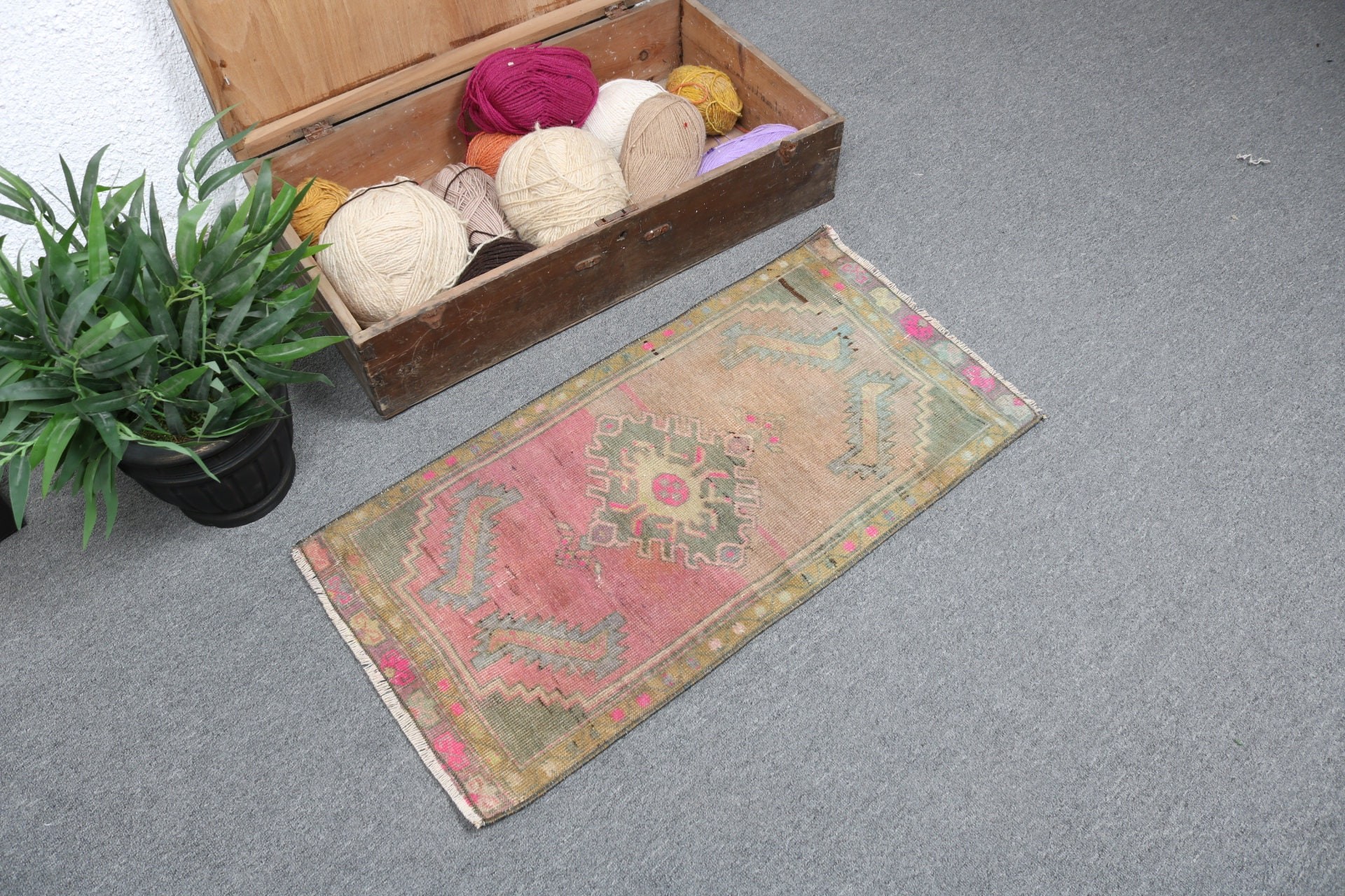 Bathroom Rugs, Wall Hanging Rug, Vintage Rugs, Geometric Rug, Flatweave Rugs, 1.4x2.7 ft Small Rug, Brown Handwoven Rugs, Turkish Rug