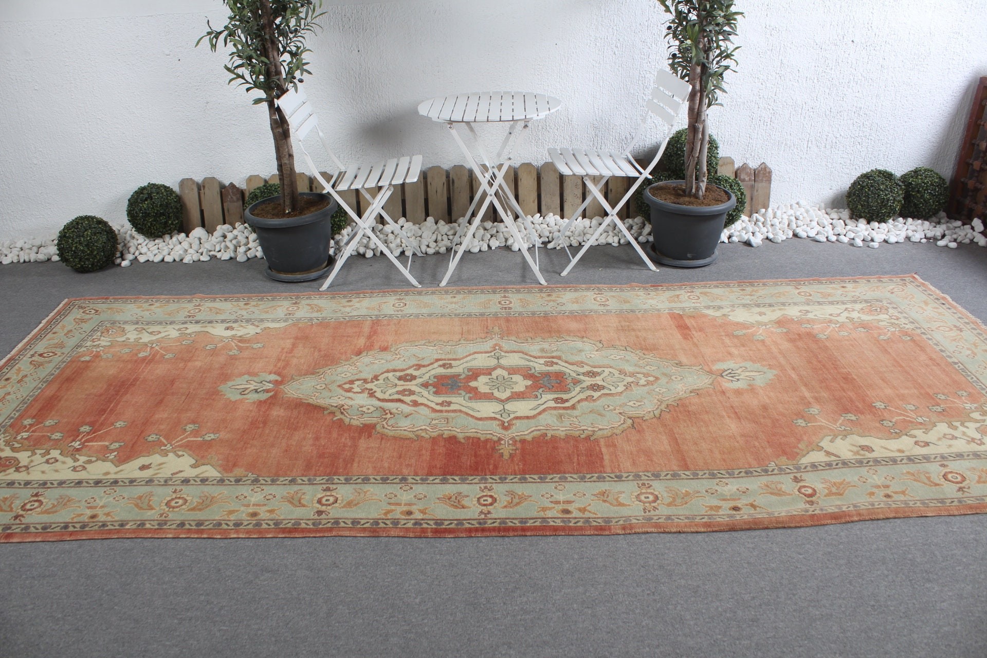 Red Oushak Rug, Salon Rug, Turkish Rug, Vintage Rug, Rugs for Dining Room, Bedroom Rug, Cool Rug, Antique Rugs, 5.2x12.1 ft Large Rugs