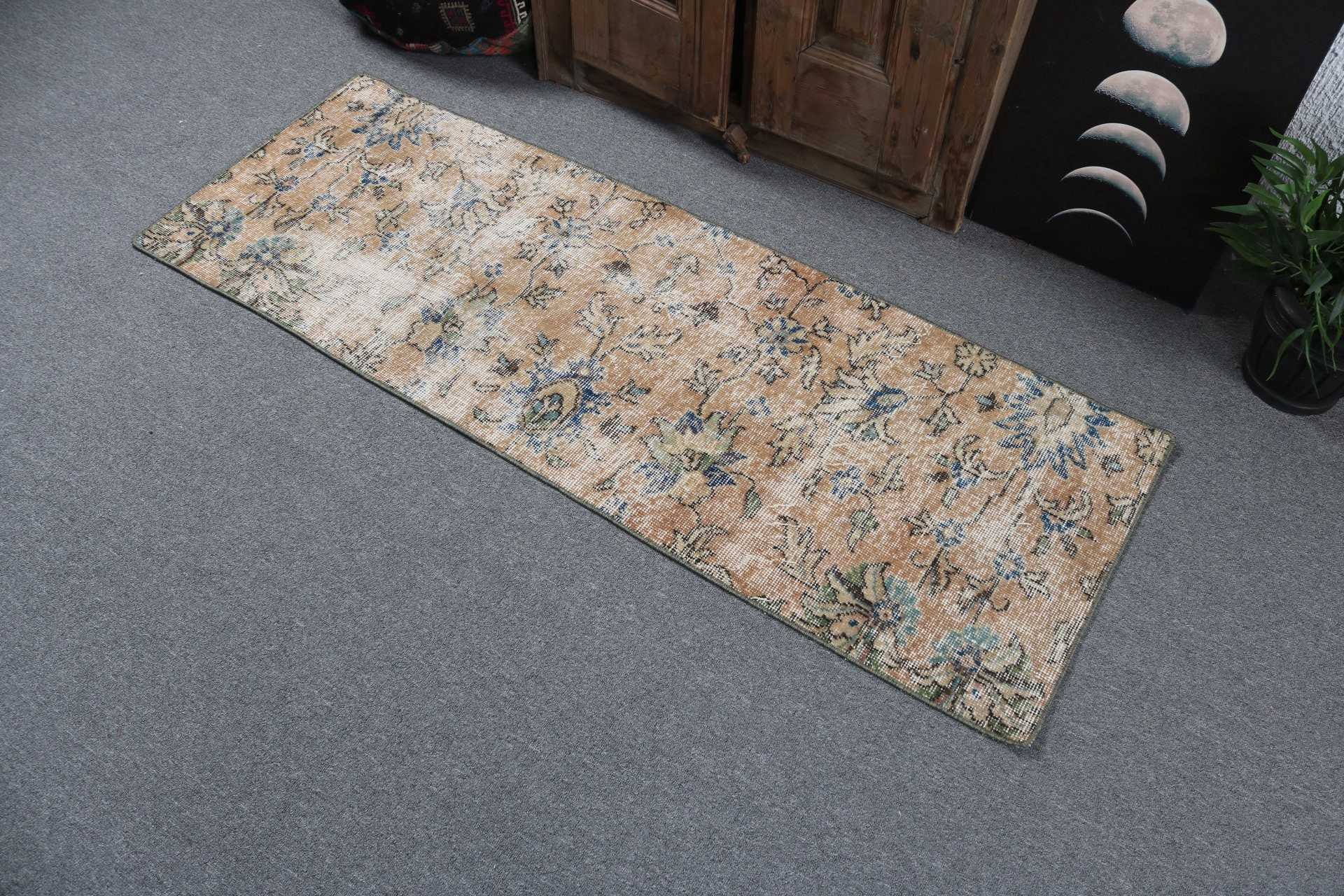 Turuncu Nötr Halı, Beni Ourain Runner Halı, 1.9x5.4 ft Runner Halıları, Mutfak Halısı, Vintage Halılar, Türk Halıları, Koridor Halısı, Boho Halıları